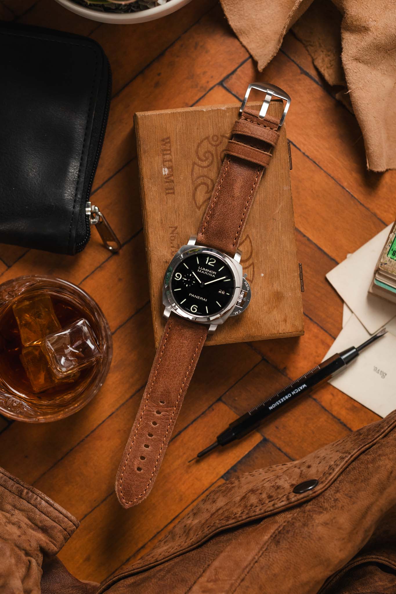 RIOS1931 DERBY Genuine Vintage Leather Watch Strap in MAHOGANY - Image 16