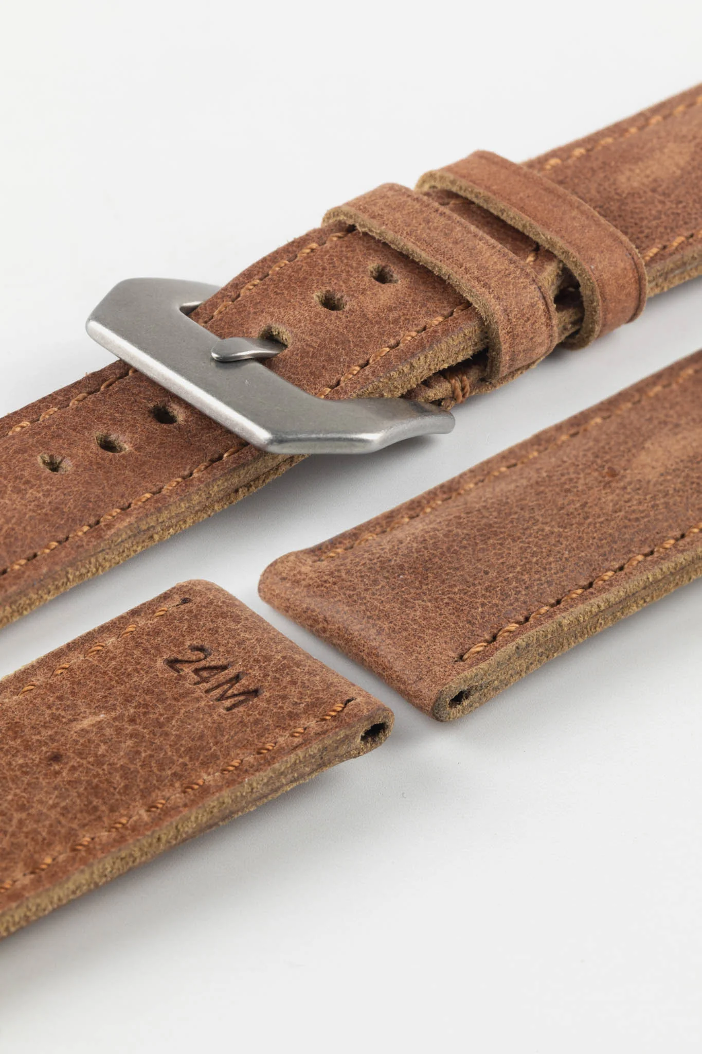 RIOS1931 DERBY Genuine Vintage Leather Watch Strap in MAHOGANY - Image 7