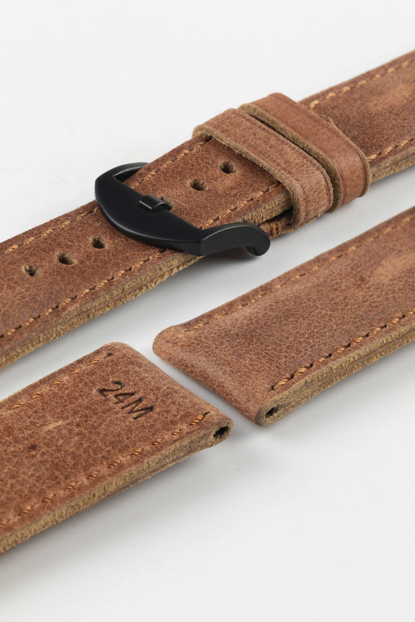RIOS1931 DERBY Genuine Vintage Leather Watch Strap in MAHOGANY - Image 8