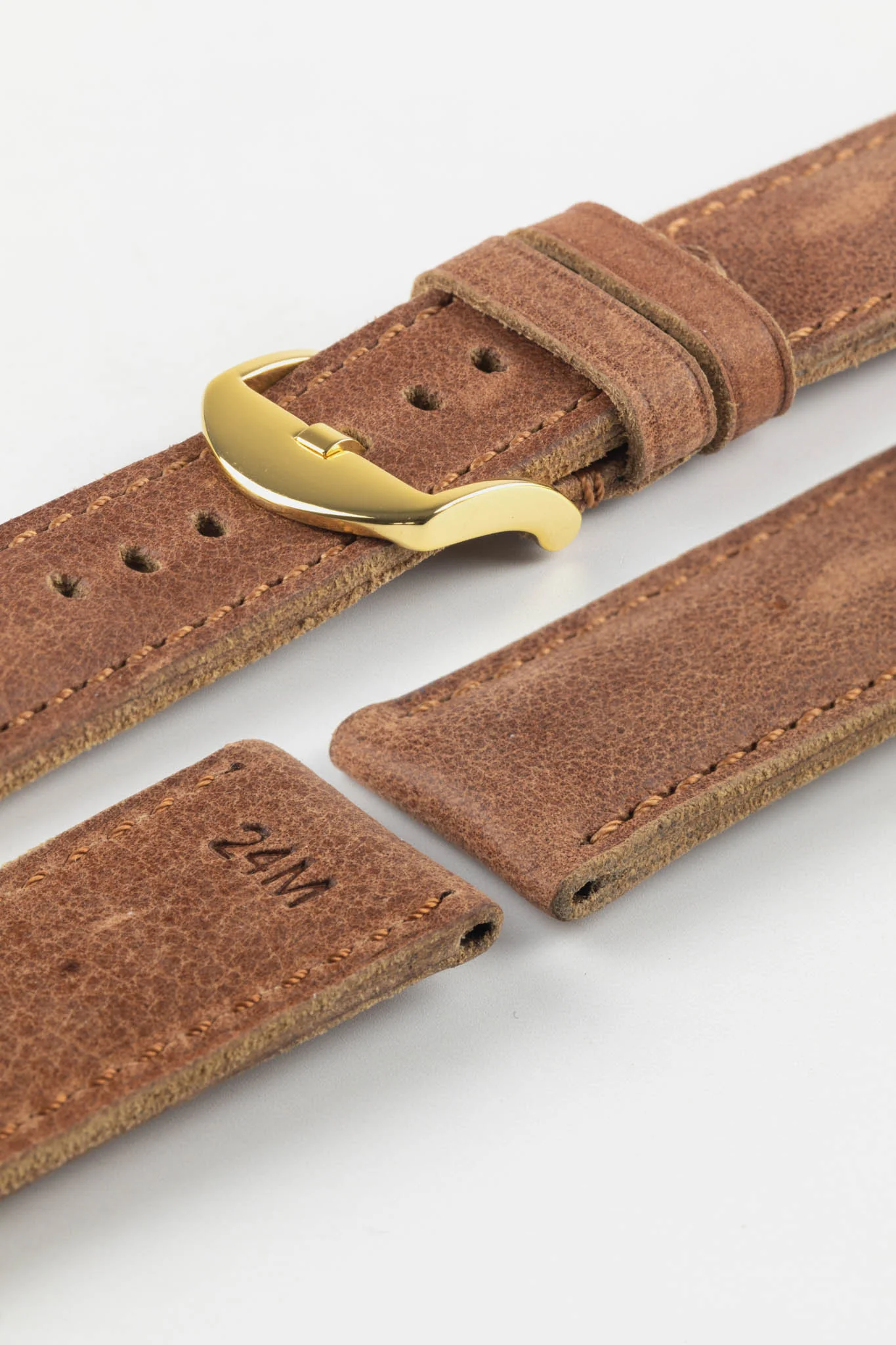 RIOS1931 DERBY Genuine Vintage Leather Watch Strap in MAHOGANY - Image 9
