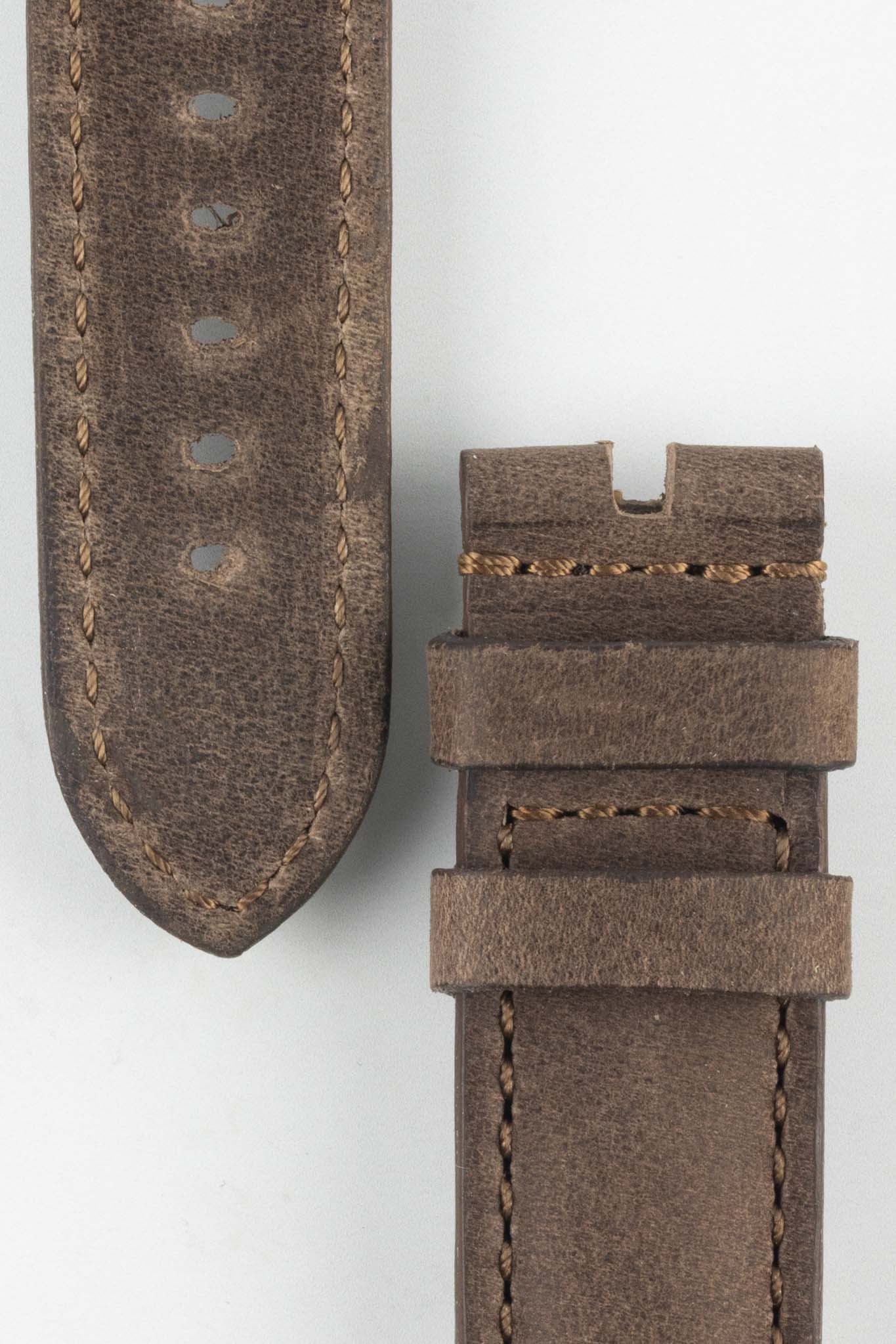RIOS1931 DERBY Genuine Vintage Leather Watch Strap in MOCHA - Image 3