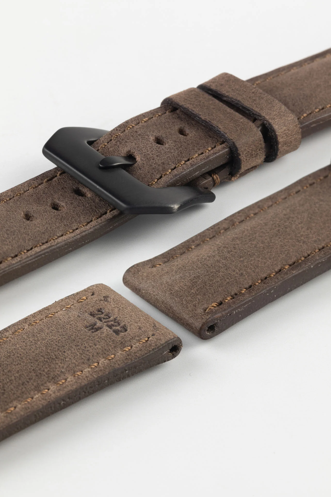 RIOS1931 DERBY Genuine Vintage Leather Watch Strap in MOCHA - Image 6