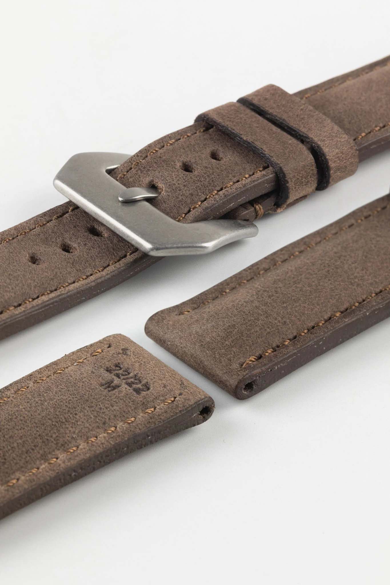 RIOS1931 DERBY Genuine Vintage Leather Watch Strap in MOCHA - Image 7