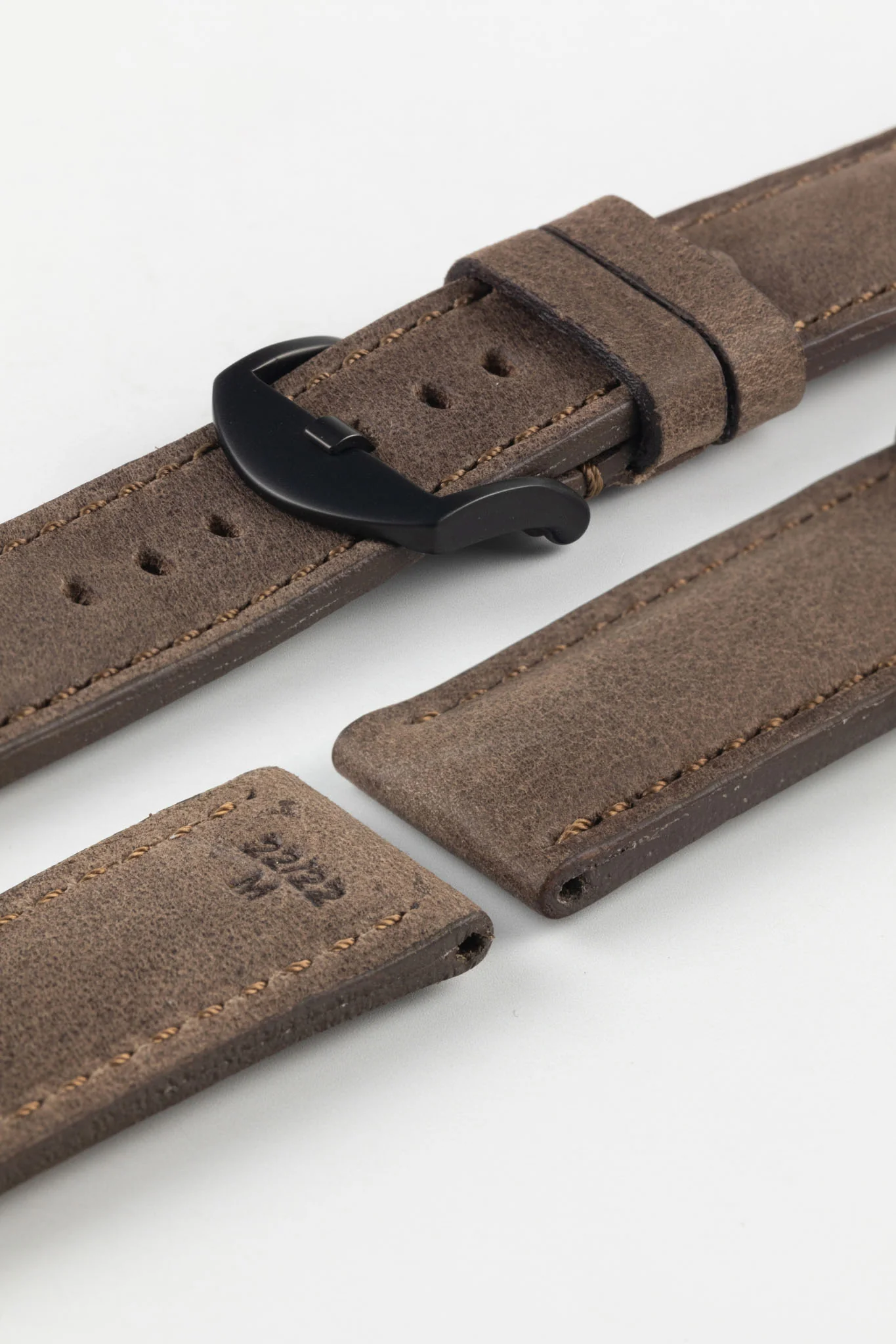RIOS1931 DERBY Genuine Vintage Leather Watch Strap in MOCHA - Image 8