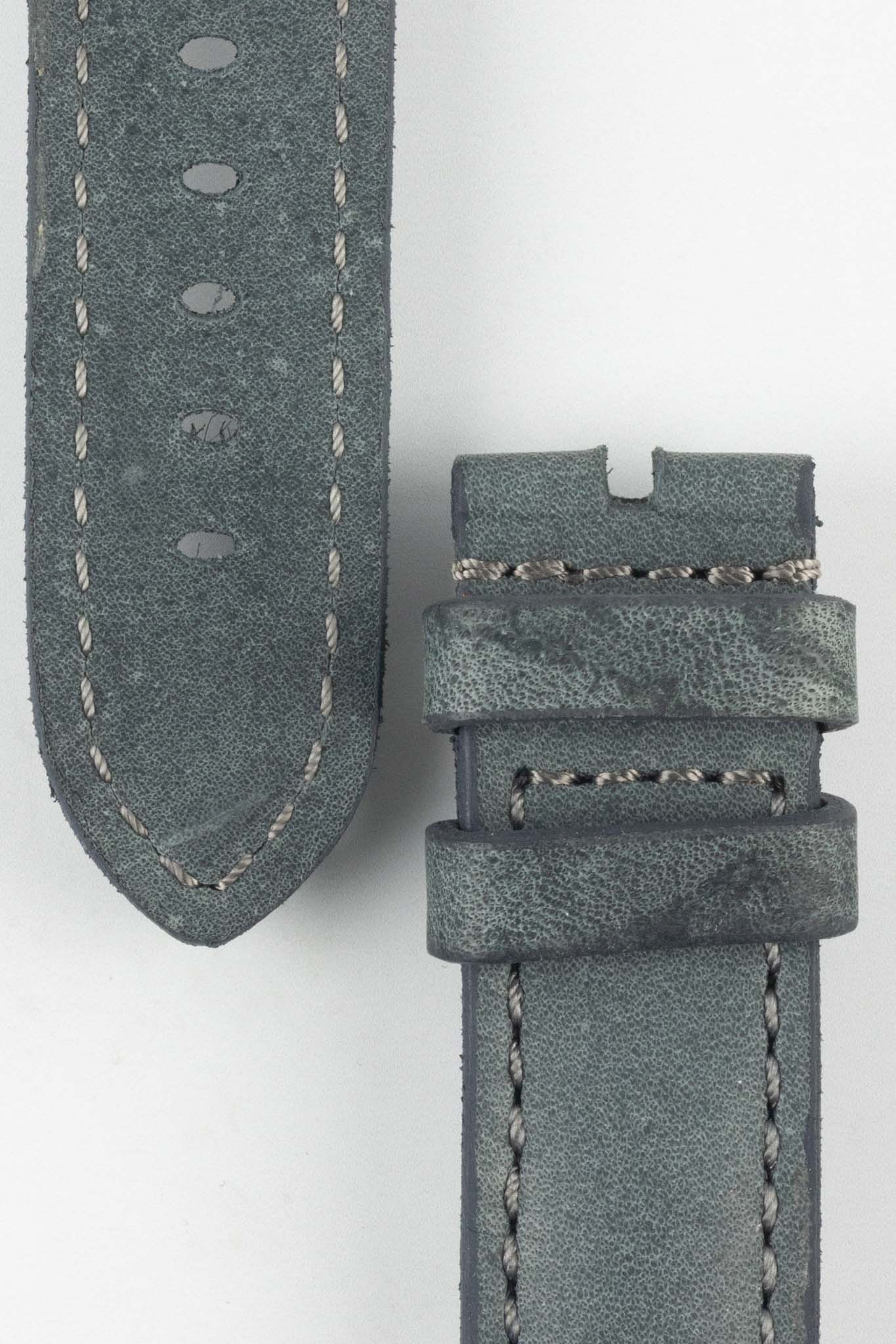 RIOS1931 DERBY Genuine Vintage Leather Watch Strap in STONE GREY - Image 3