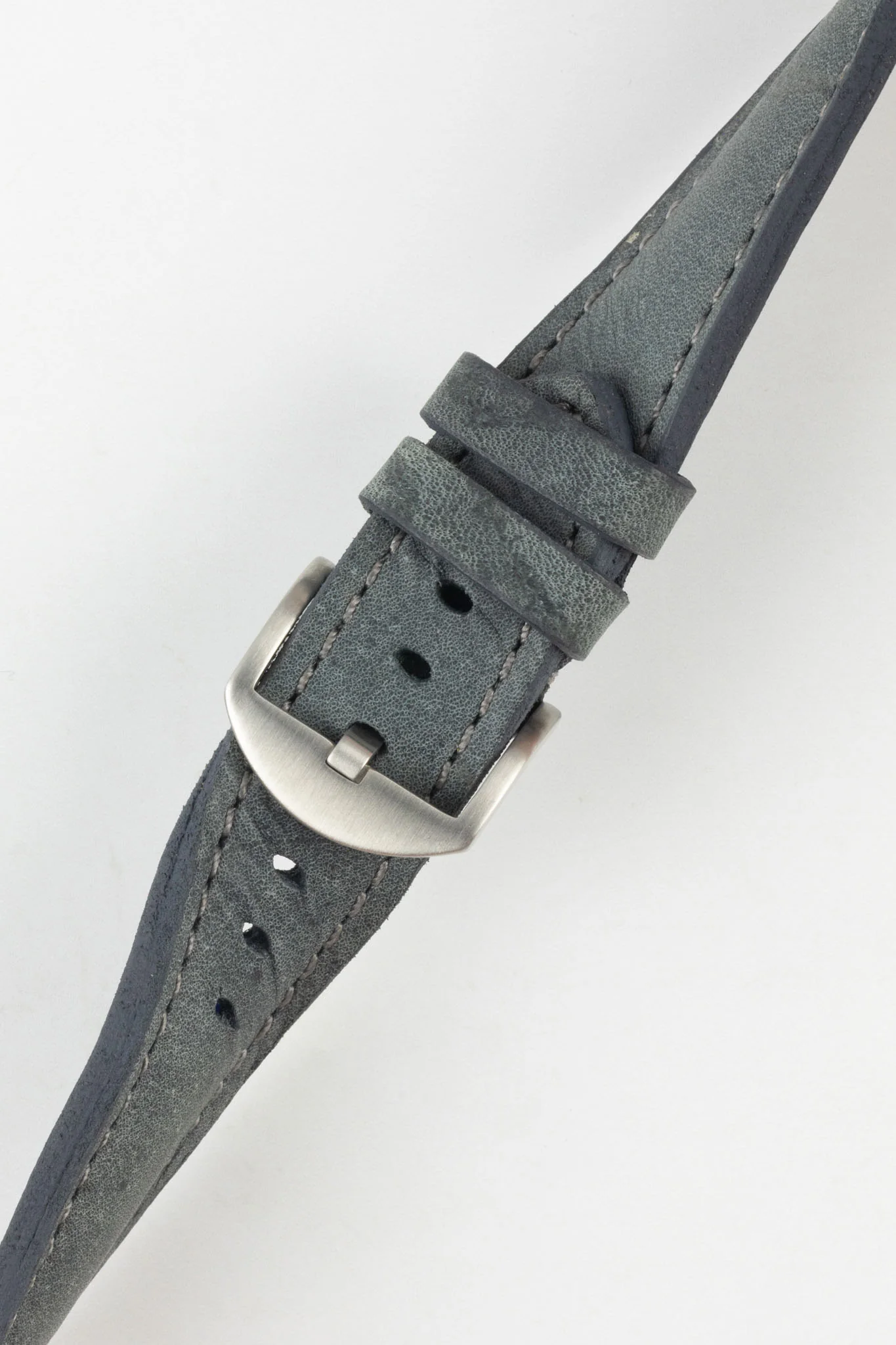 RIOS1931 DERBY Genuine Vintage Leather Watch Strap in STONE GREY - Image 5