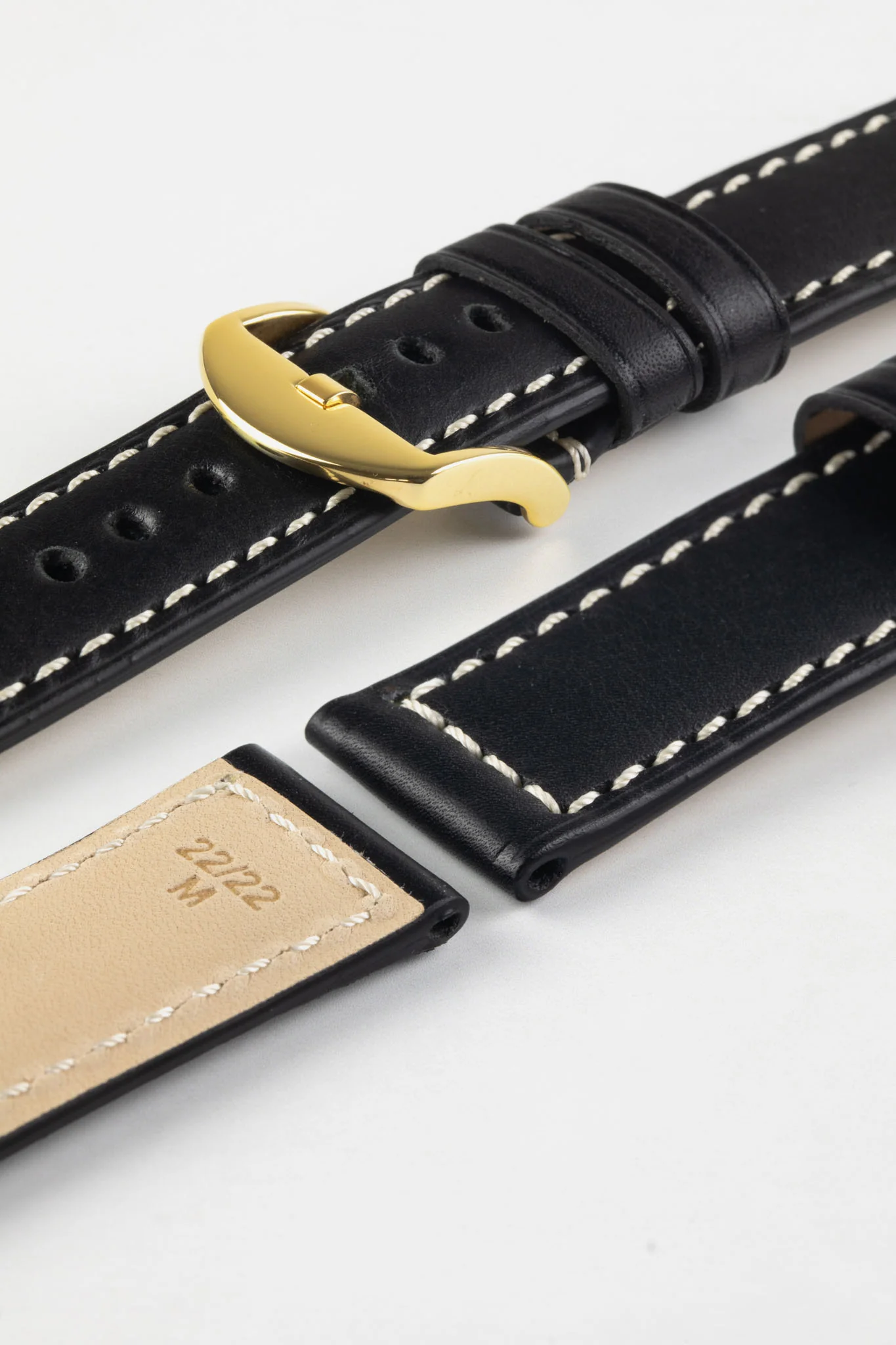 RIOS1931 FIRENZE Genuine Russia Leather Watch Strap in BLACK - Image 10