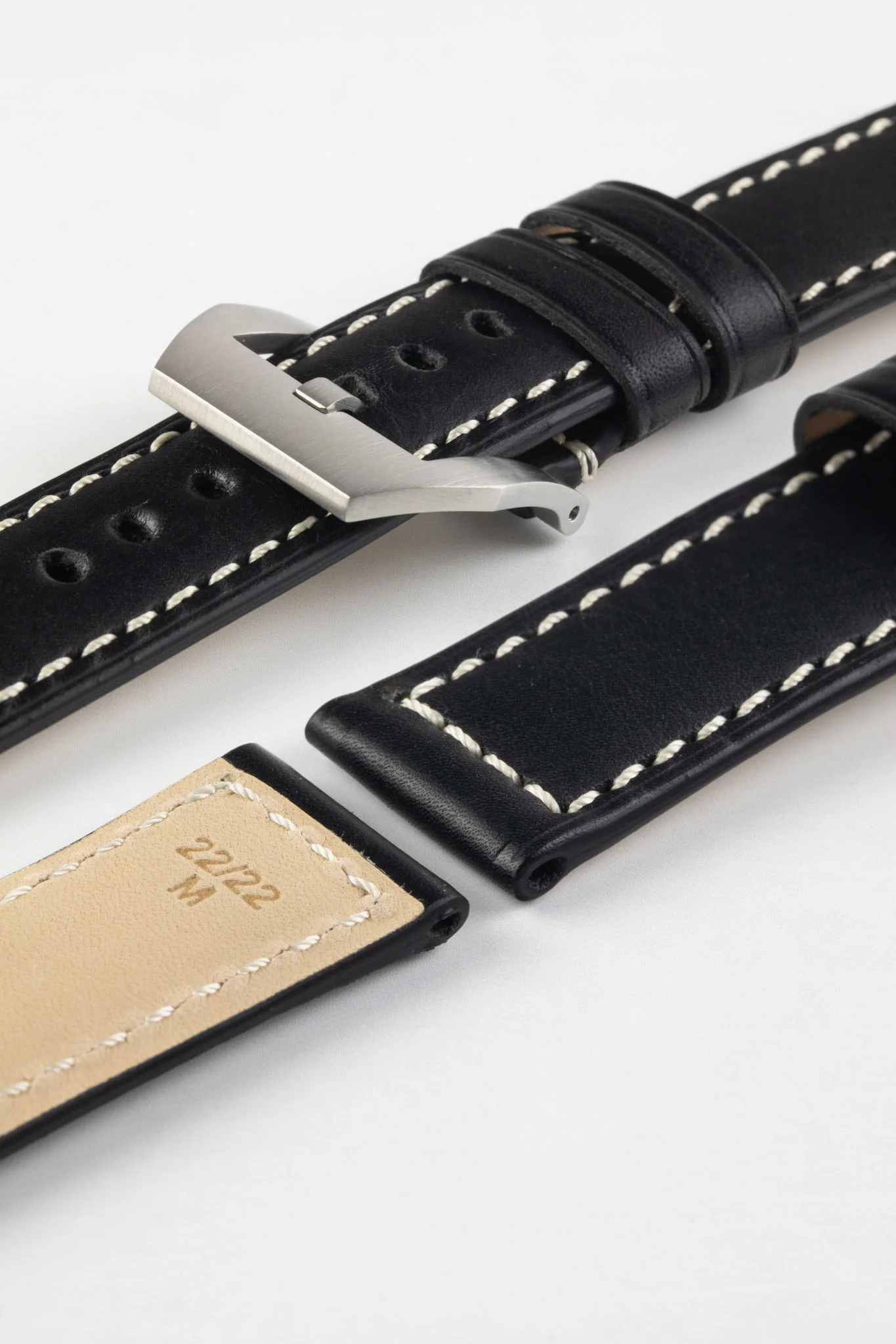 RIOS1931 FIRENZE Genuine Russia Leather Watch Strap in BLACK - Image 12