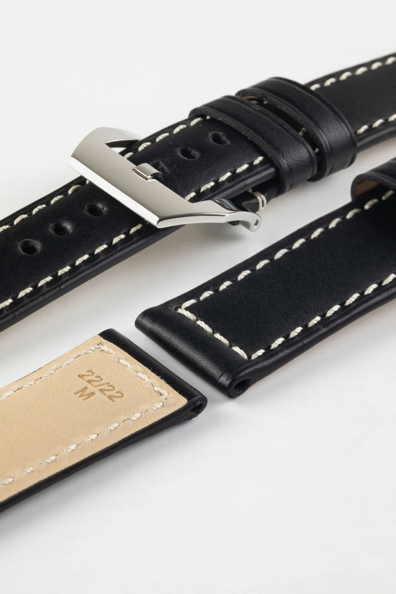 RIOS1931 FIRENZE Genuine Russia Leather Watch Strap in BLACK - Image 13