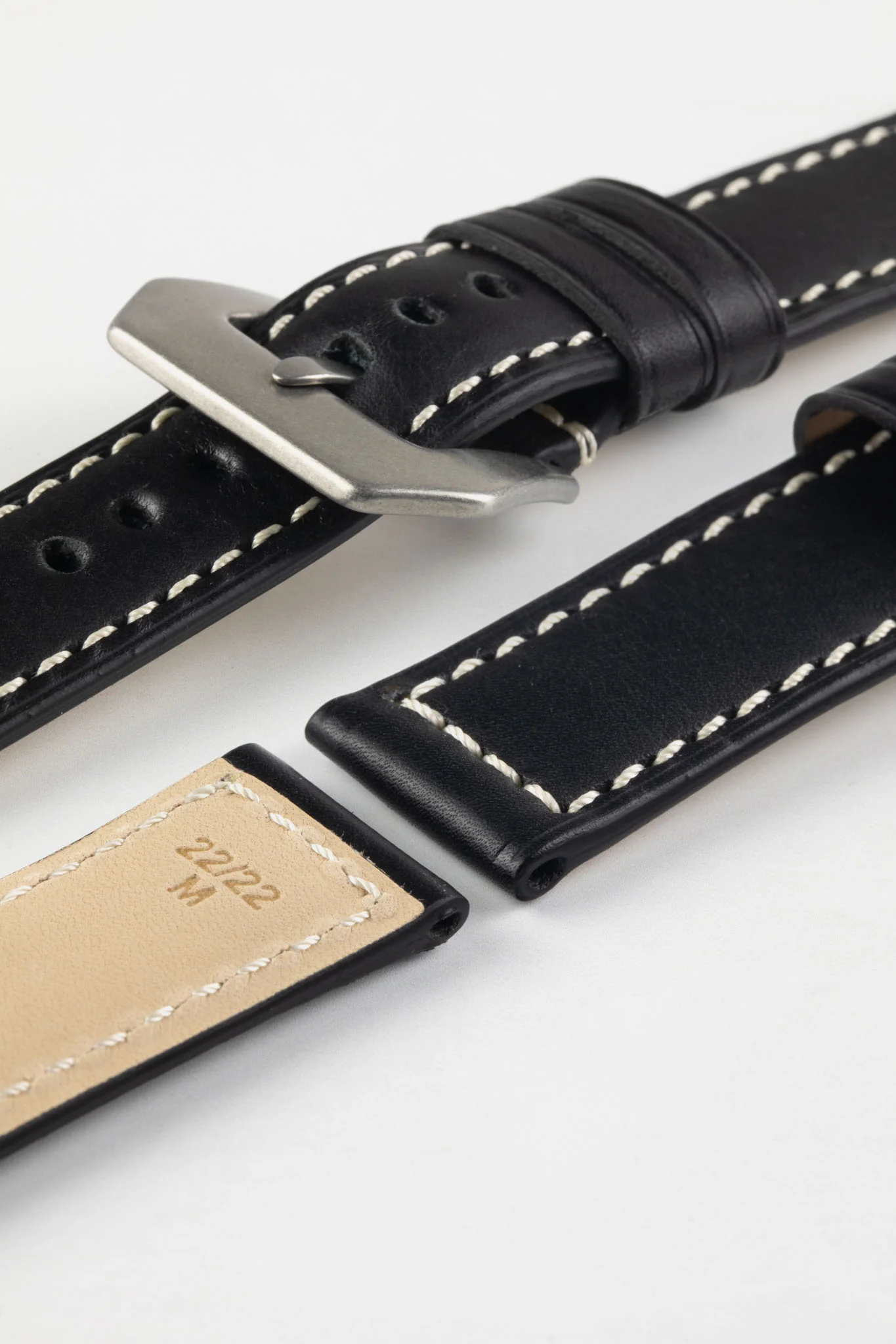 RIOS1931 FIRENZE Genuine Russia Leather Watch Strap in BLACK - Image 15