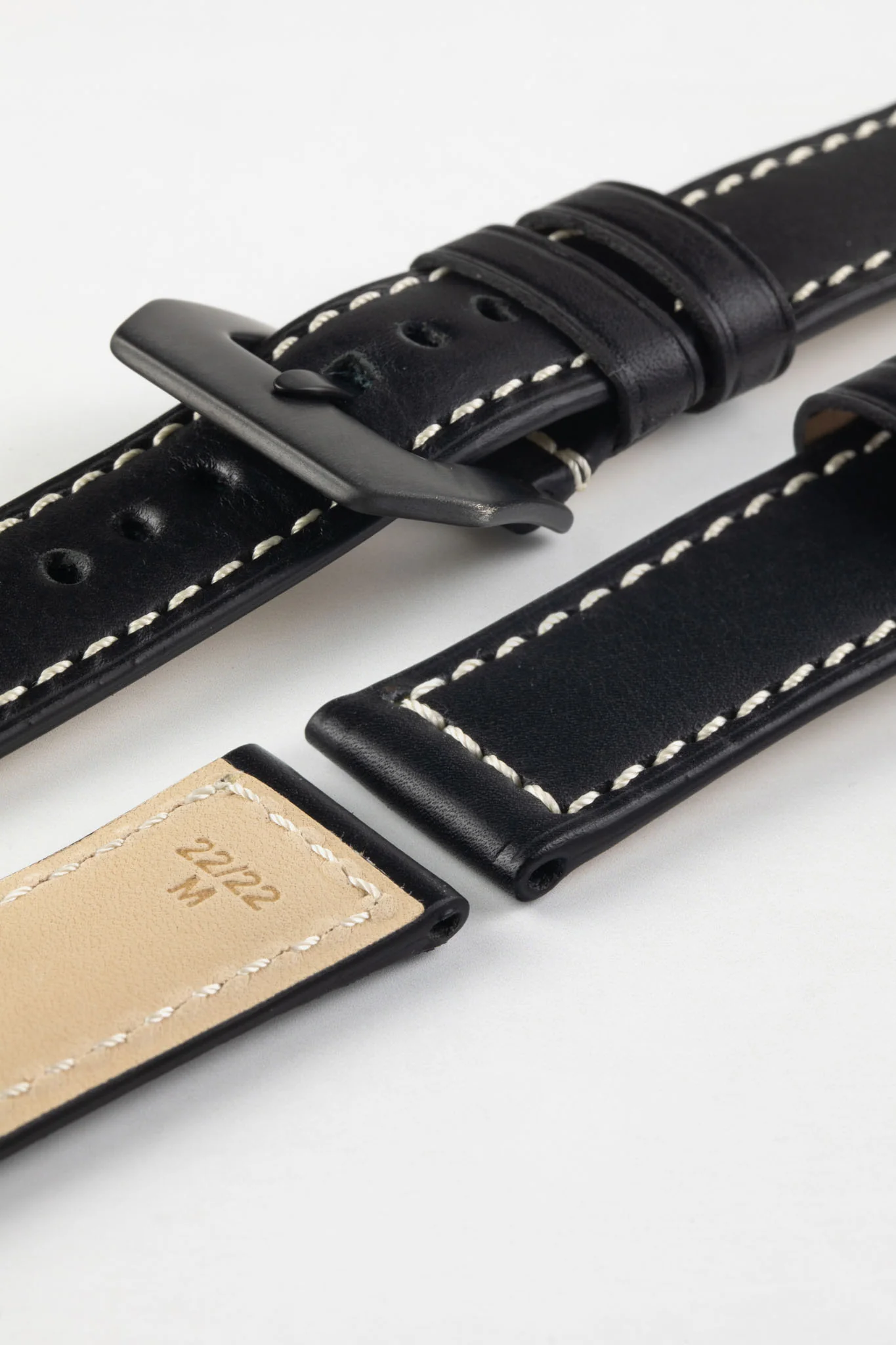 RIOS1931 FIRENZE Genuine Russia Leather Watch Strap in BLACK - Image 16