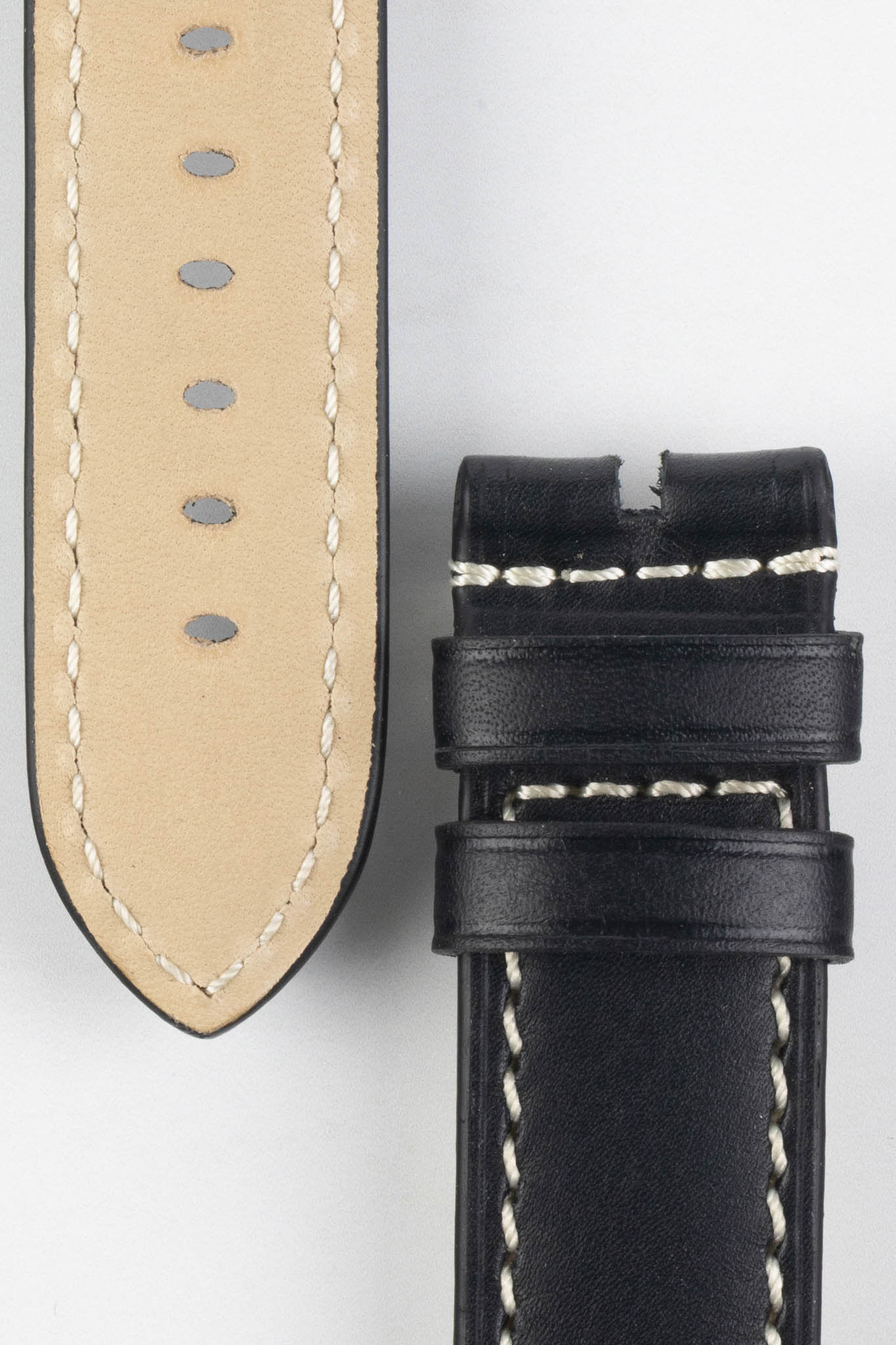 RIOS1931 FIRENZE Genuine Russia Leather Watch Strap in BLACK - Image 3