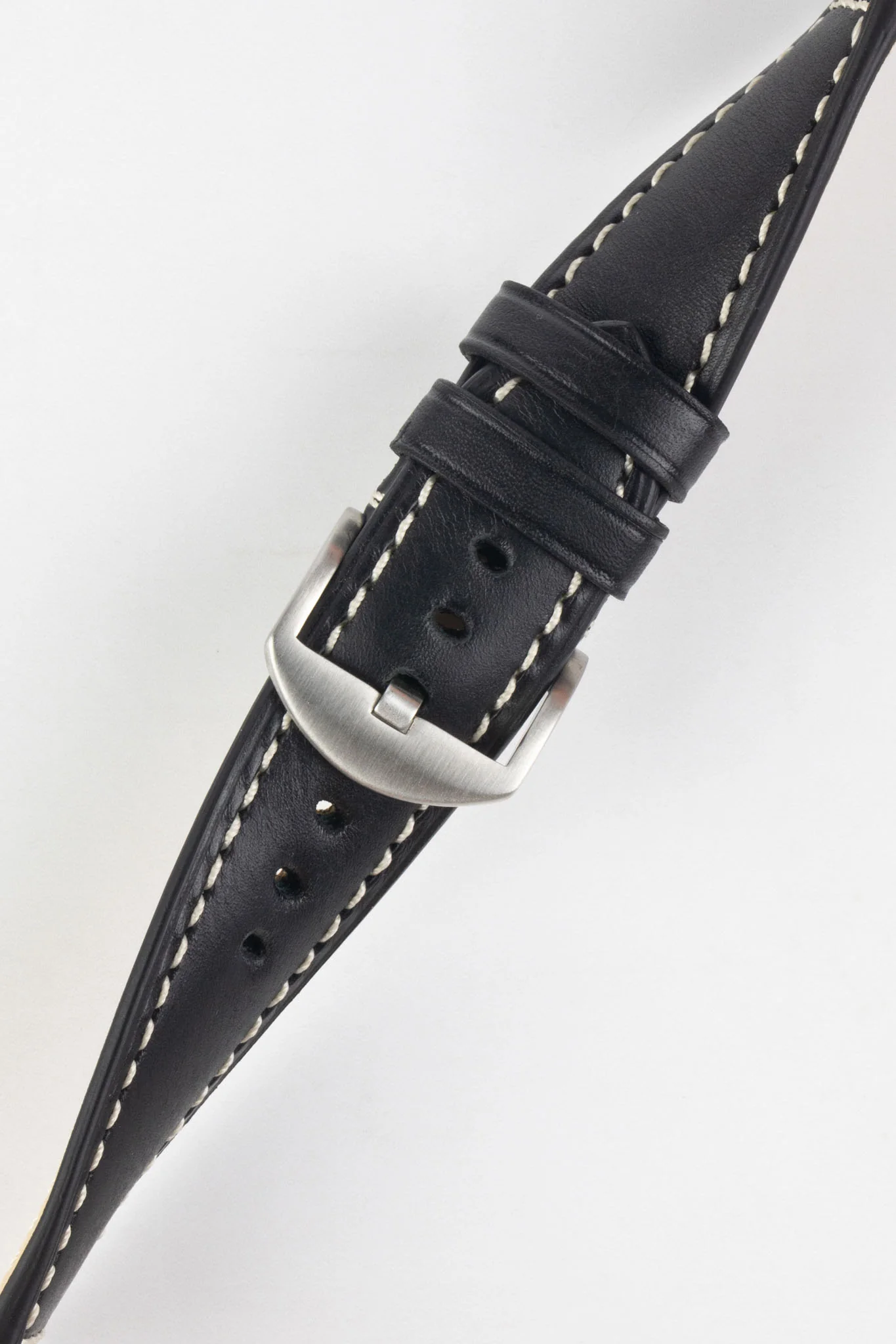 RIOS1931 FIRENZE Genuine Russia Leather Watch Strap in BLACK - Image 5