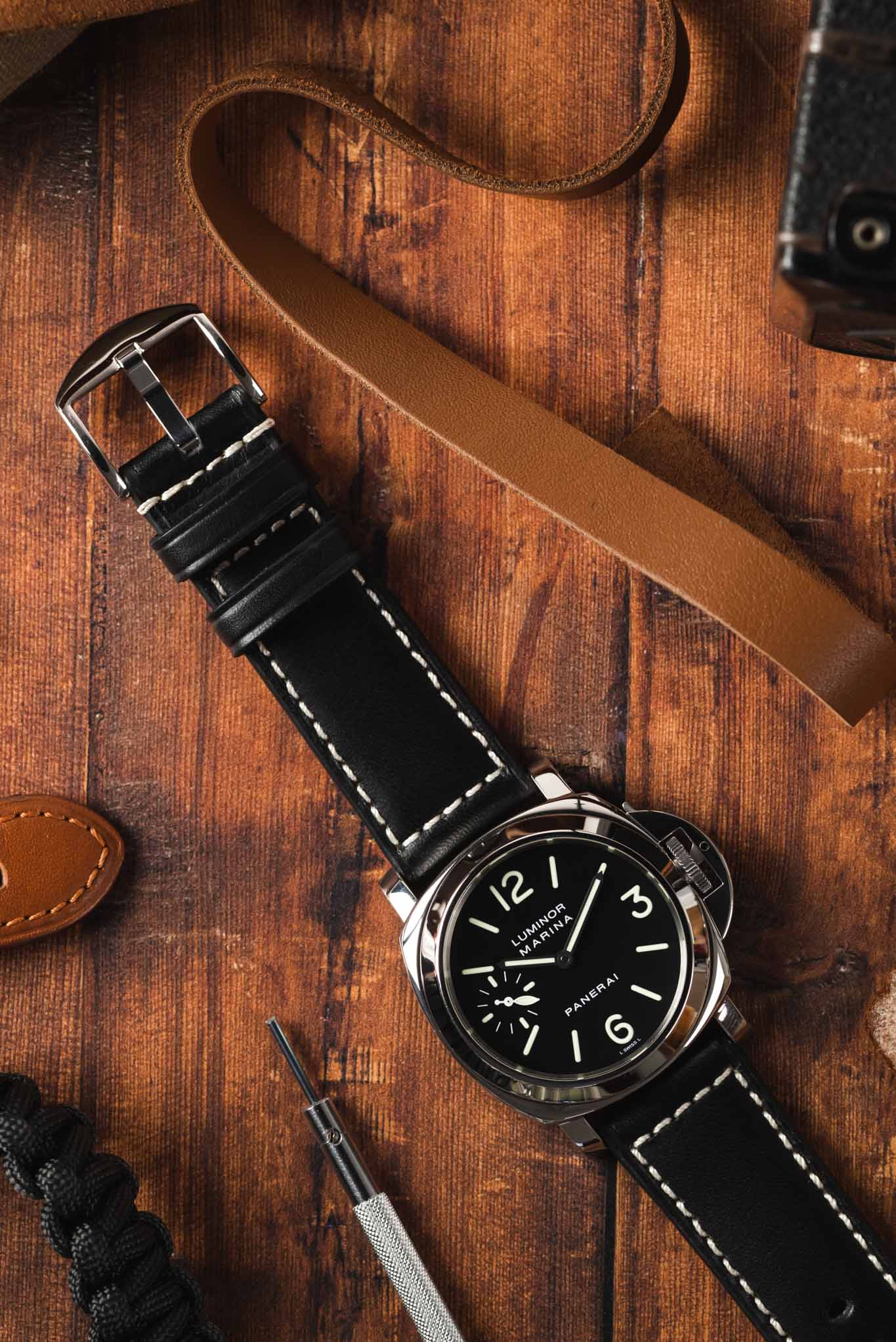 RIOS1931 FIRENZE Genuine Russia Leather Watch Strap in BLACK - Image 6