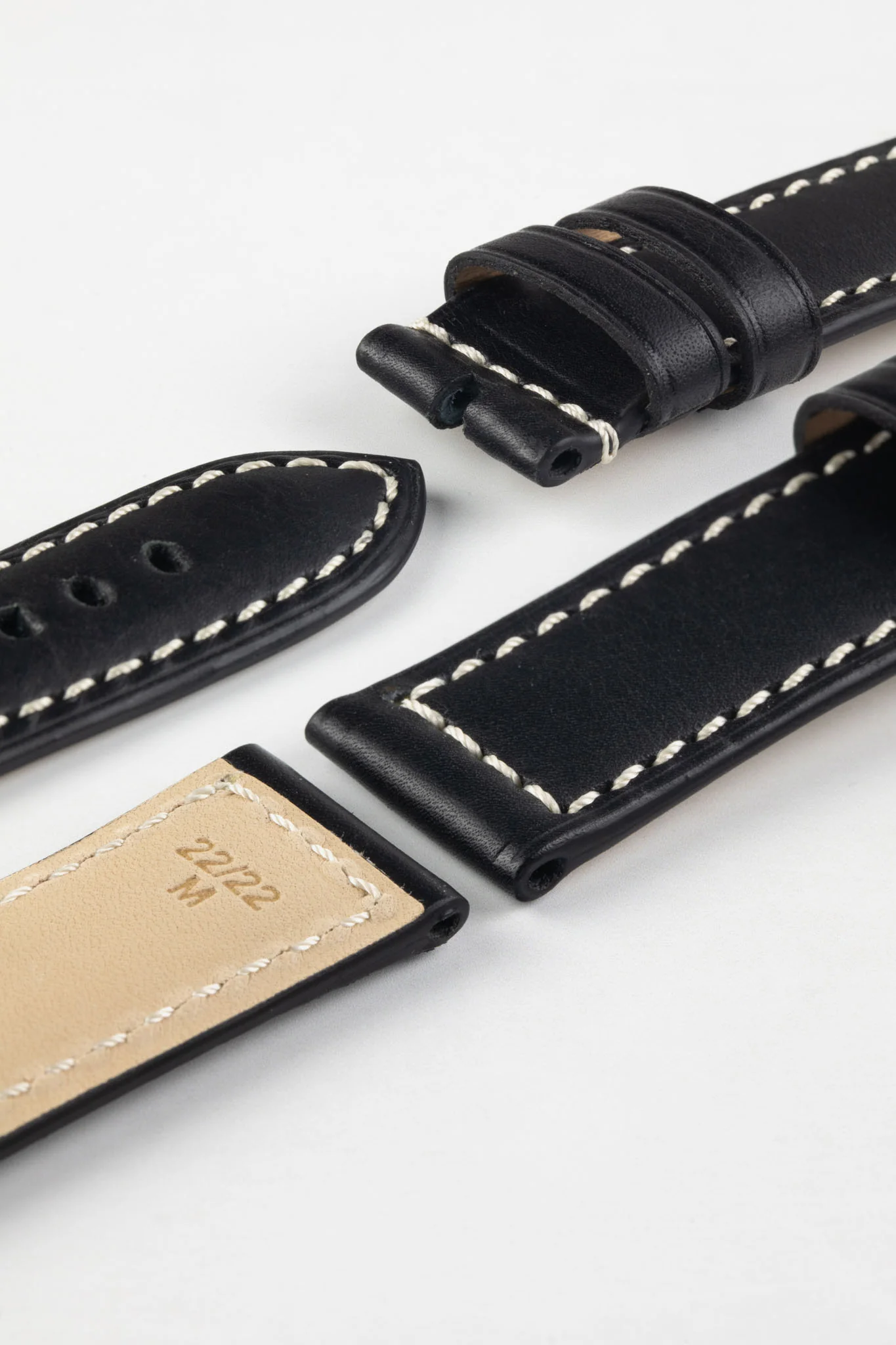 RIOS1931 FIRENZE Genuine Russia Leather Watch Strap in BLACK - Image 7