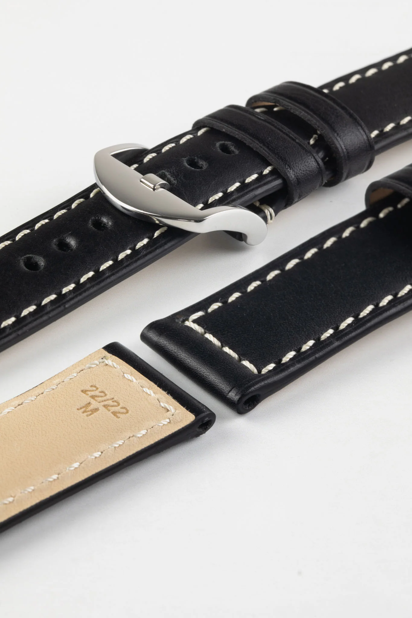 RIOS1931 FIRENZE Genuine Russia Leather Watch Strap in BLACK - Image 9