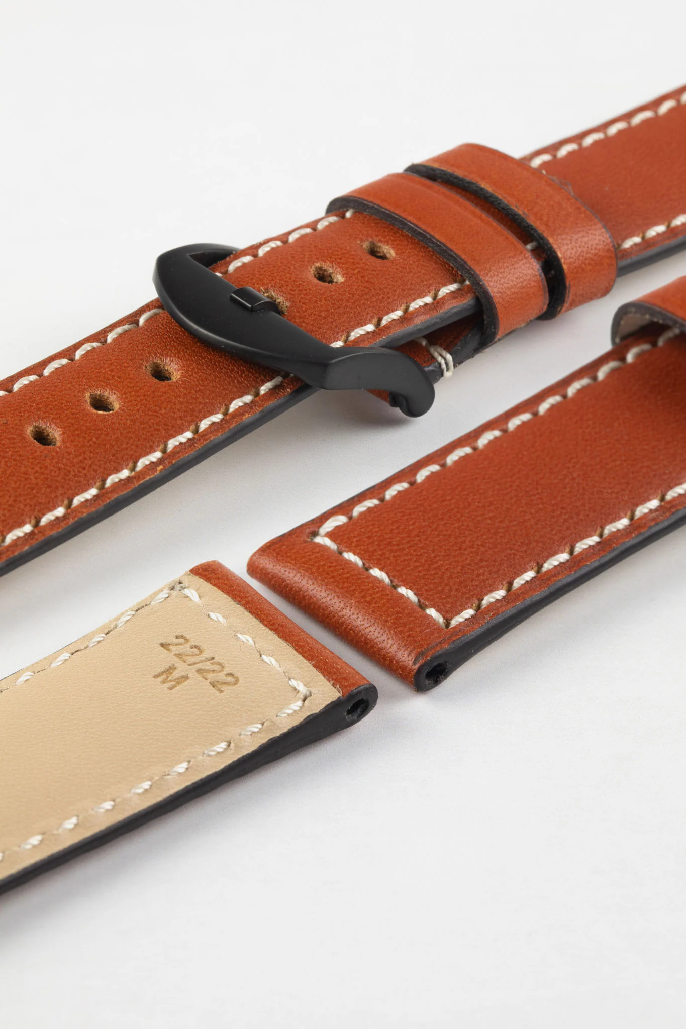 RIOS1931 FIRENZE Genuine Russia Leather Watch Strap in COGNAC - Image 11