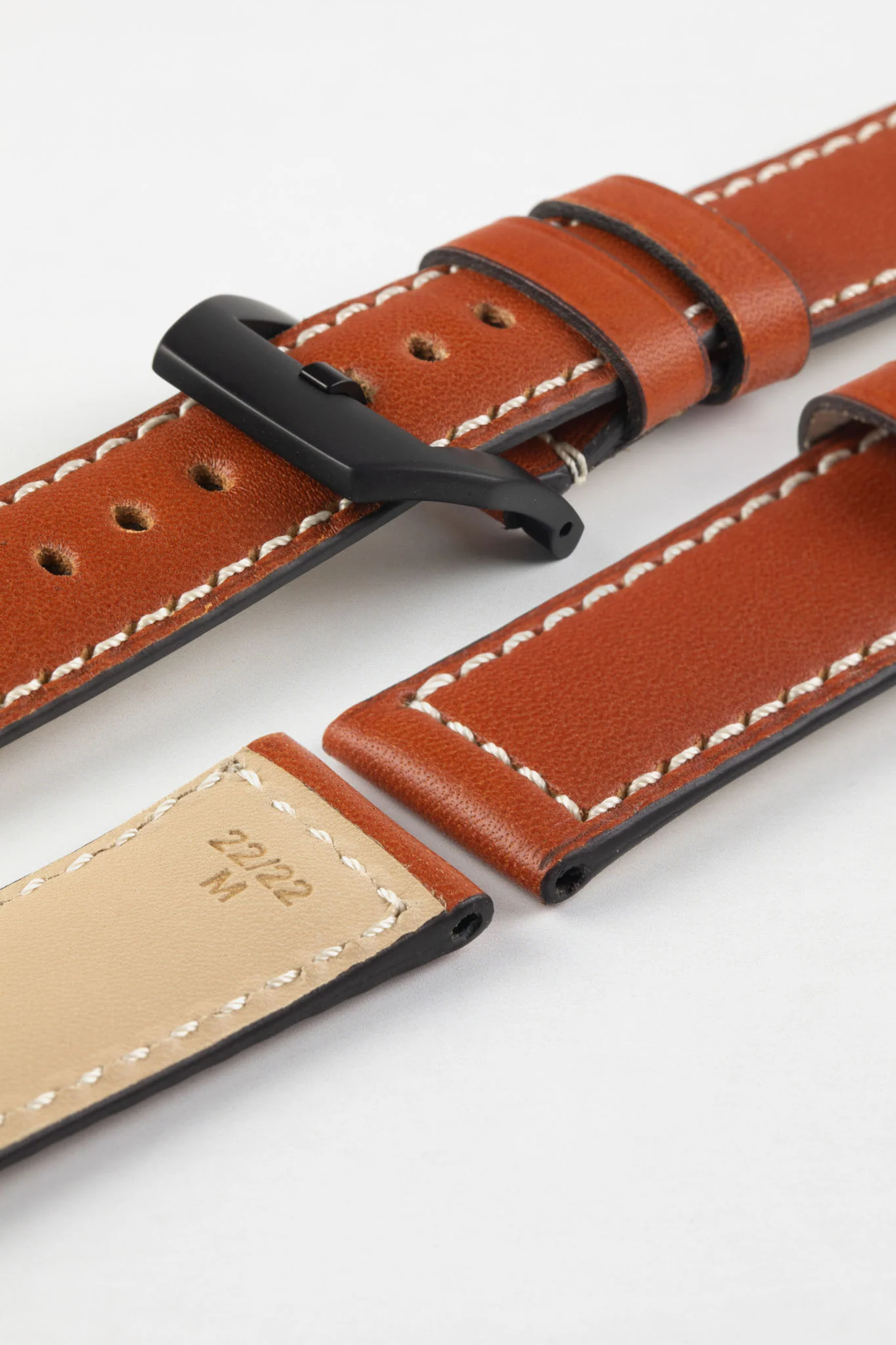 RIOS1931 FIRENZE Genuine Russia Leather Watch Strap in COGNAC - Image 14
