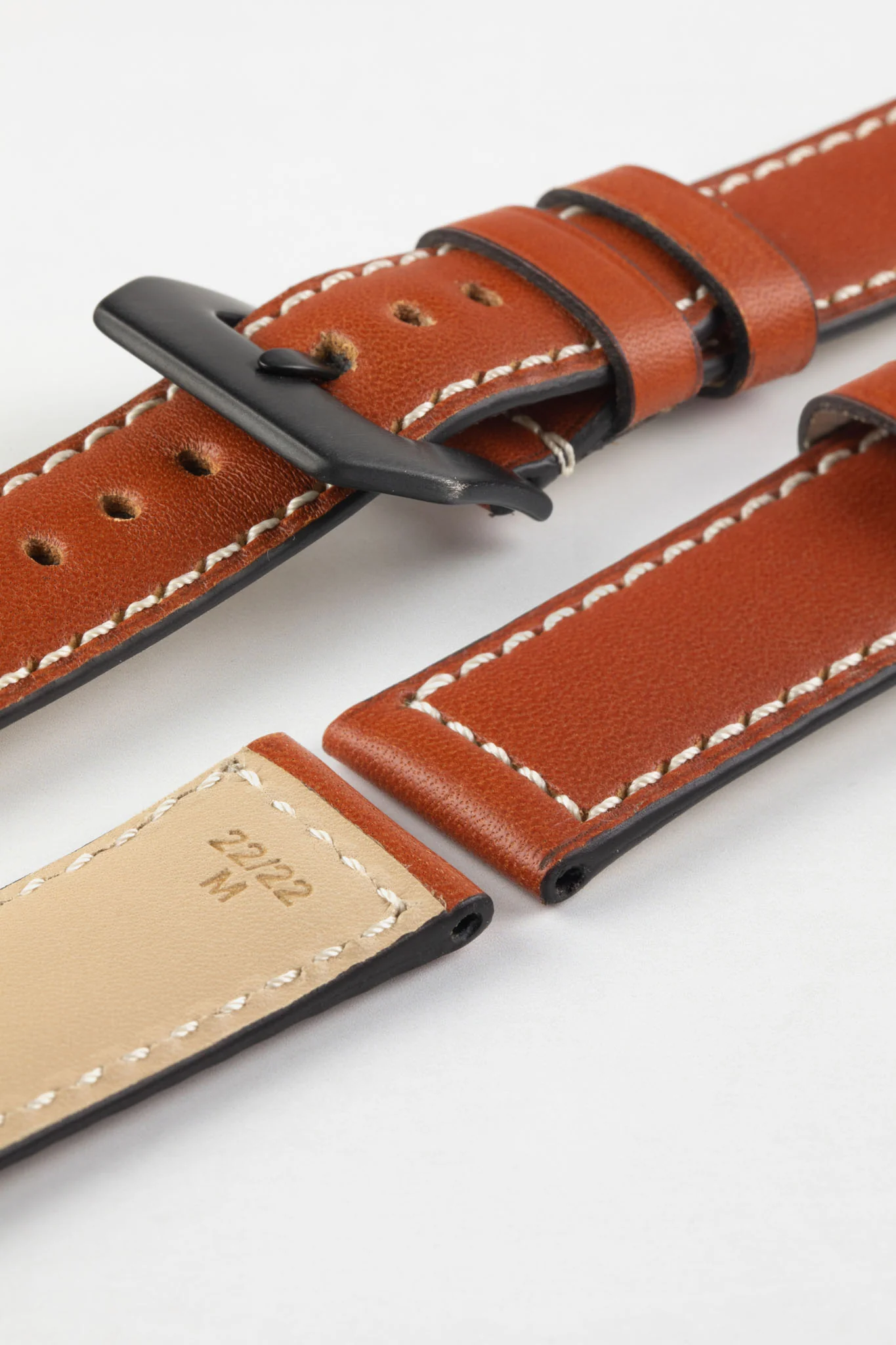 RIOS1931 FIRENZE Genuine Russia Leather Watch Strap in COGNAC - Image 16