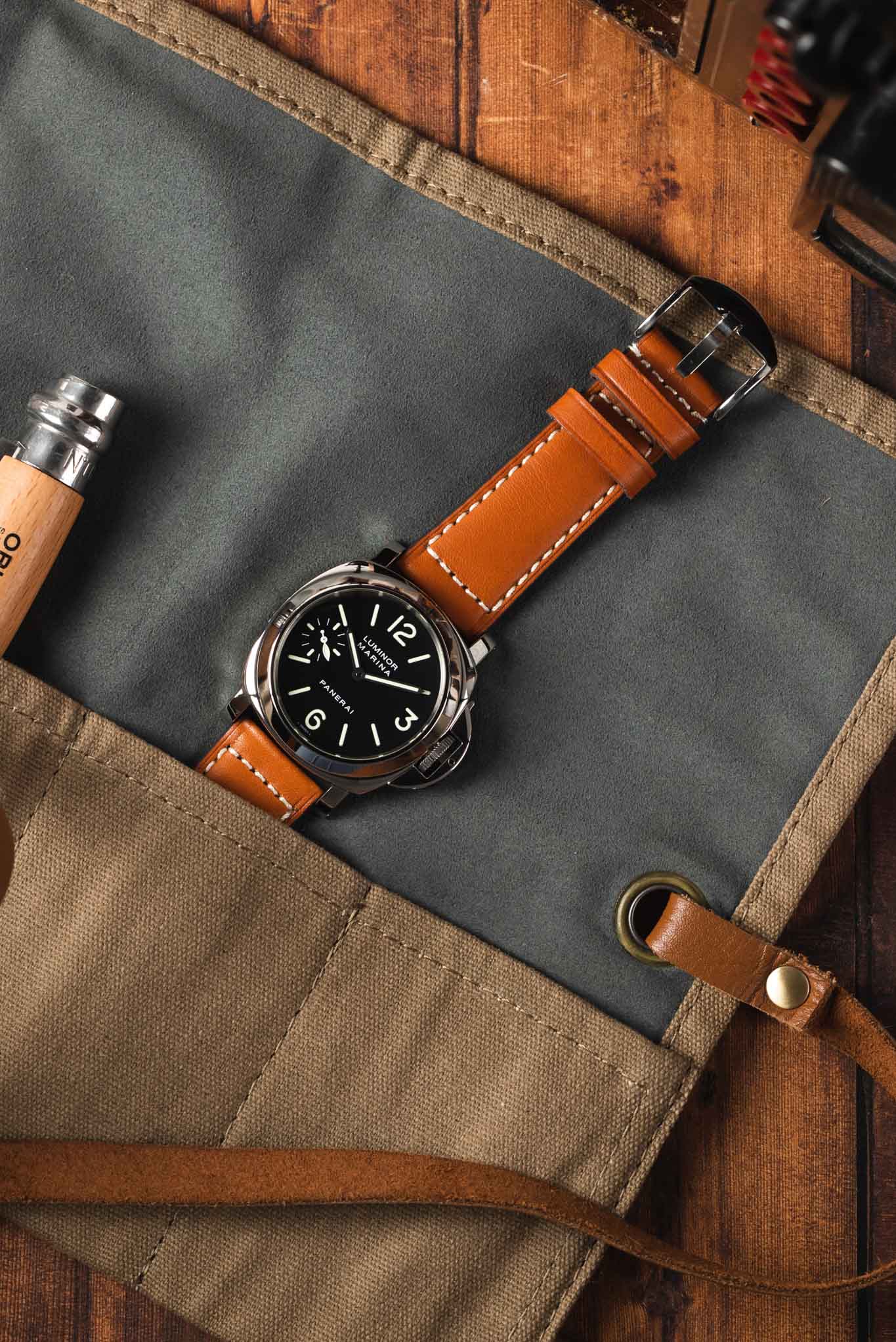 RIOS1931 FIRENZE Genuine Russia Leather Watch Strap in COGNAC - Image 6