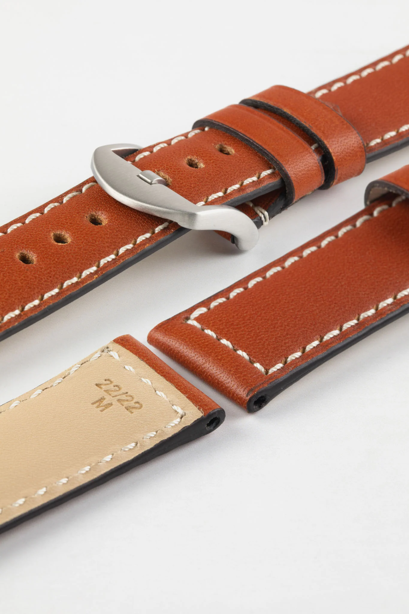 RIOS1931 FIRENZE Genuine Russia Leather Watch Strap in COGNAC - Image 8