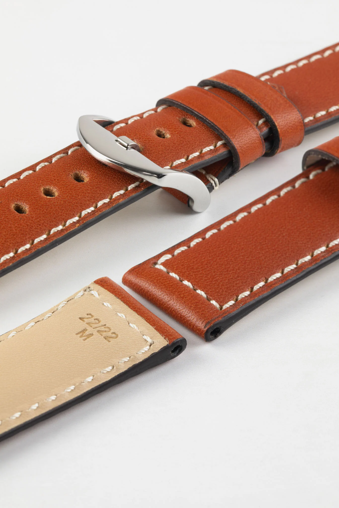 RIOS1931 FIRENZE Genuine Russia Leather Watch Strap in COGNAC - Image 9