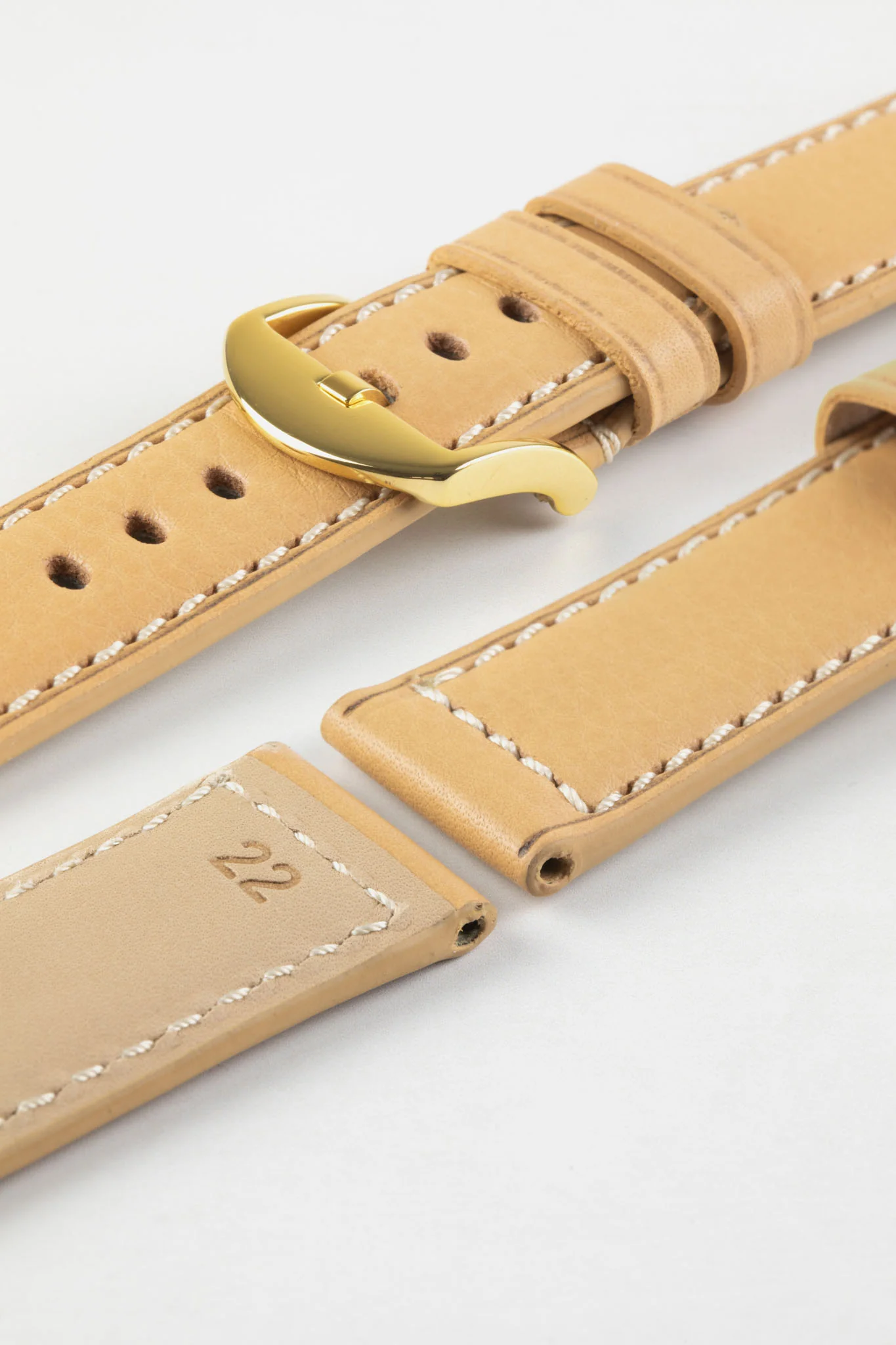 RIOS1931 FIRENZE Genuine Russia Leather Watch Strap in SAND - Image 10