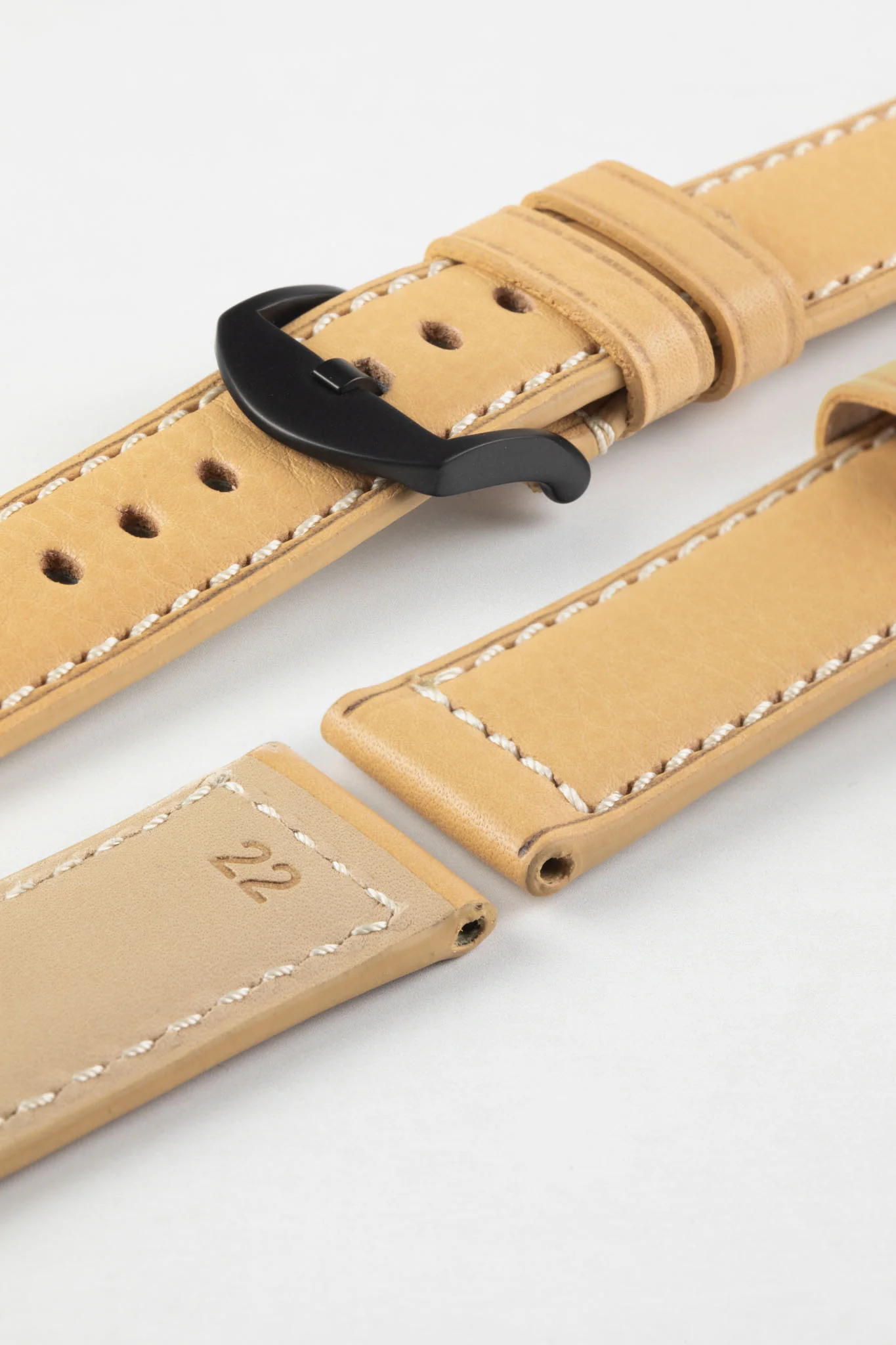 RIOS1931 FIRENZE Genuine Russia Leather Watch Strap in SAND - Image 11