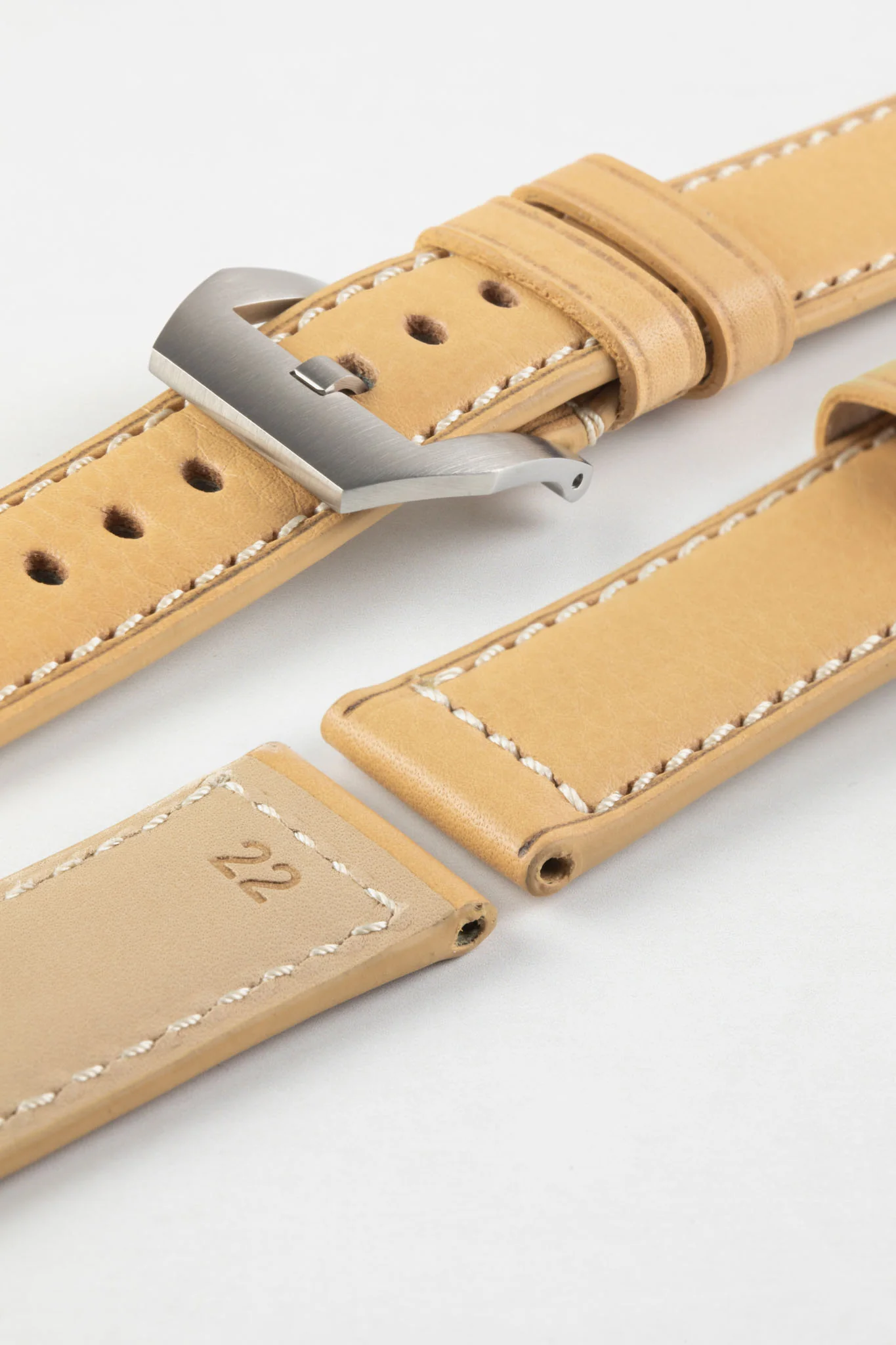 RIOS1931 FIRENZE Genuine Russia Leather Watch Strap in SAND - Image 12
