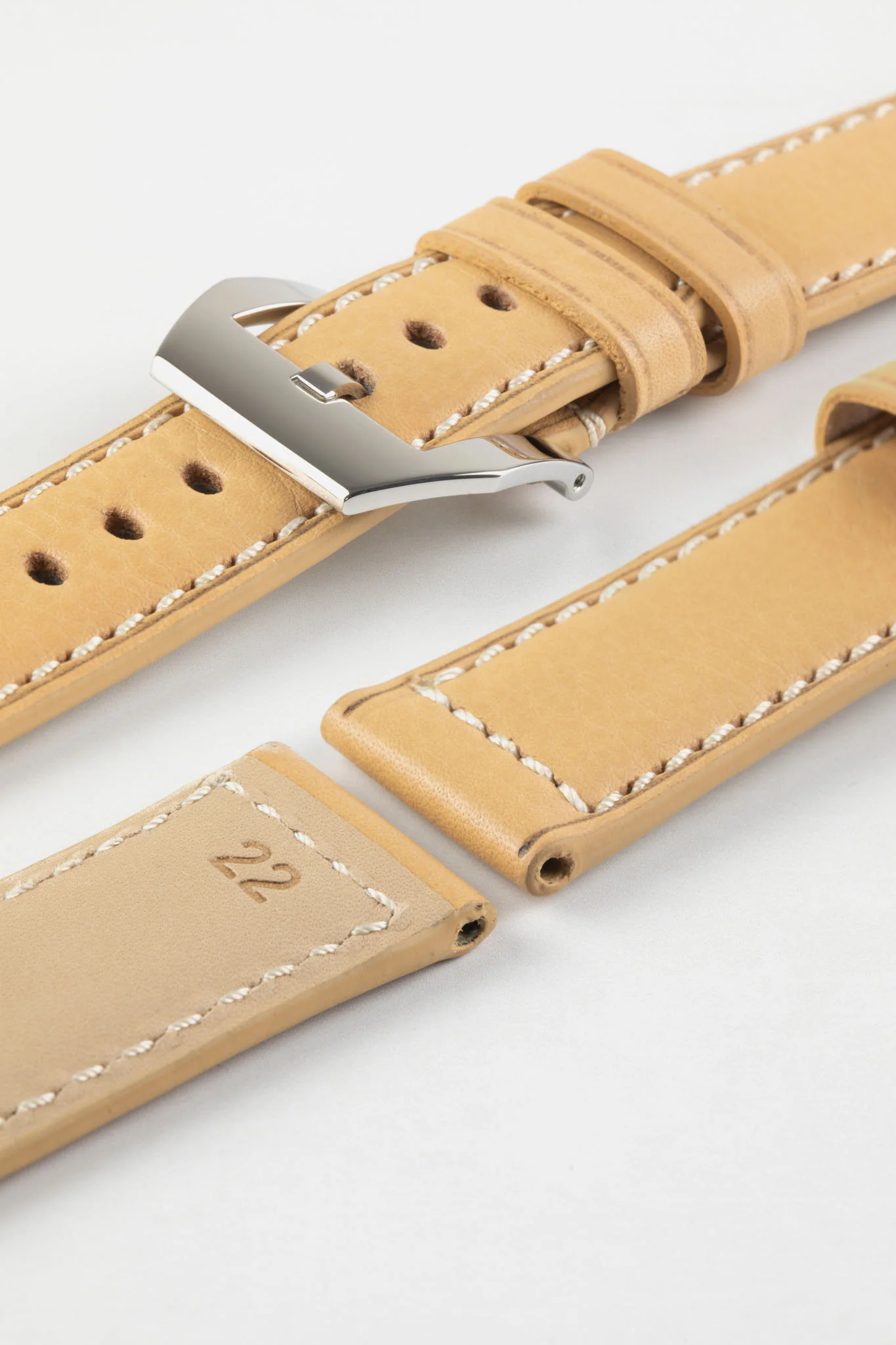 RIOS1931 FIRENZE Genuine Russia Leather Watch Strap in SAND - Image 13