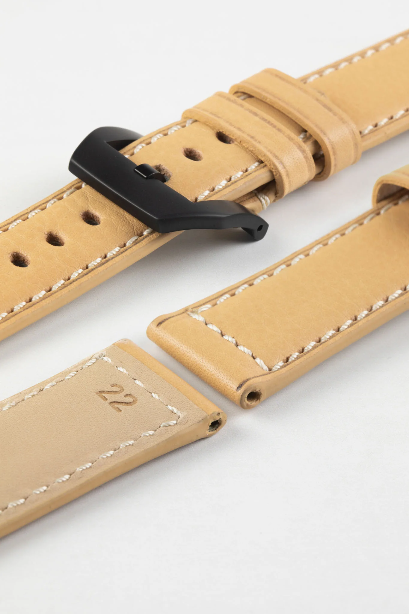 RIOS1931 FIRENZE Genuine Russia Leather Watch Strap in SAND - Image 14