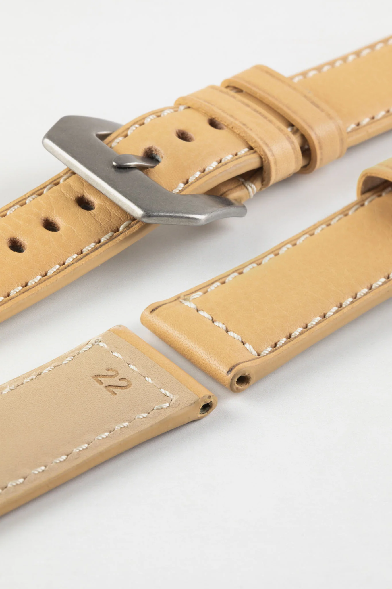 RIOS1931 FIRENZE Genuine Russia Leather Watch Strap in SAND - Image 15
