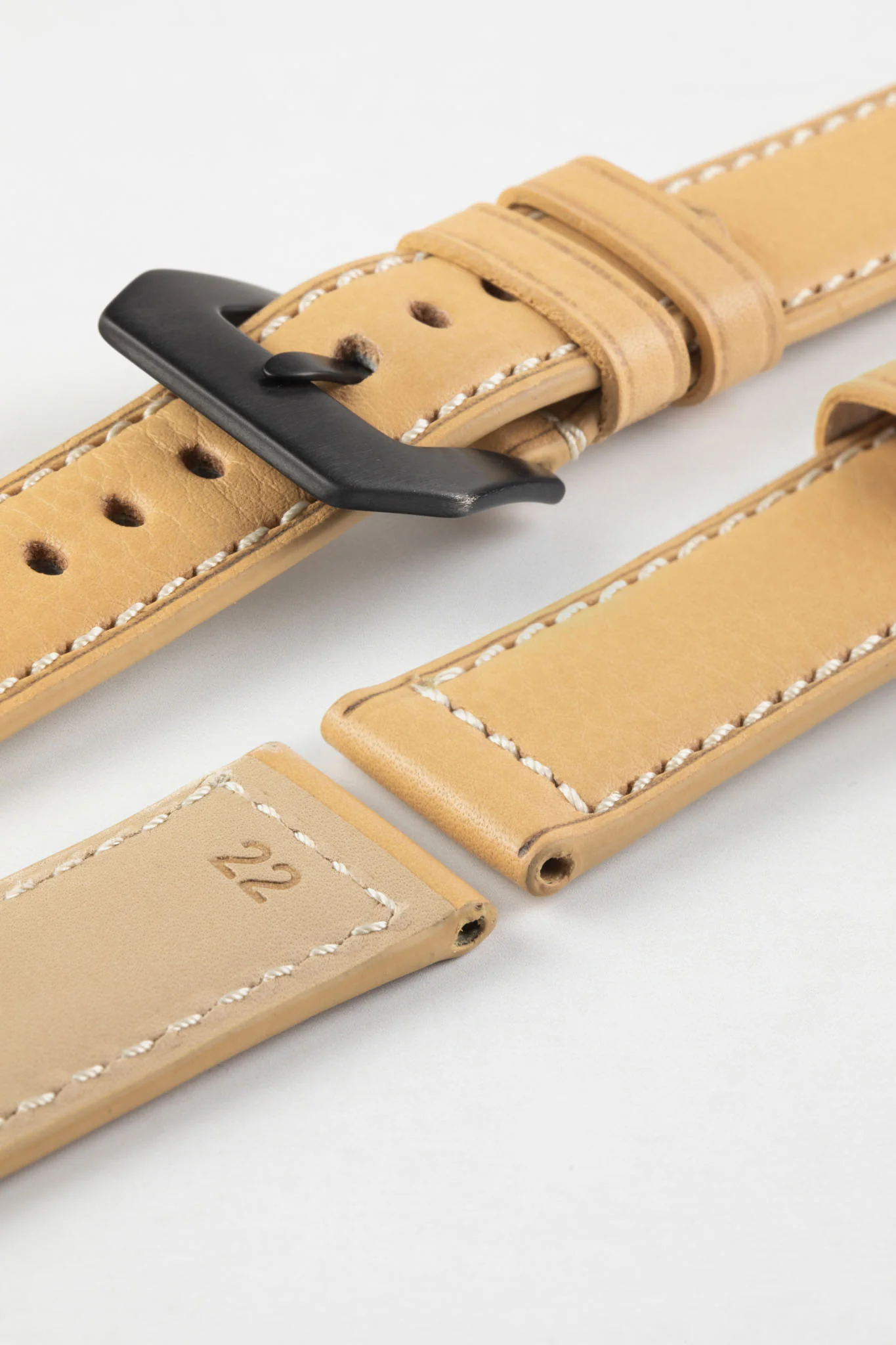 RIOS1931 FIRENZE Genuine Russia Leather Watch Strap in SAND - Image 16