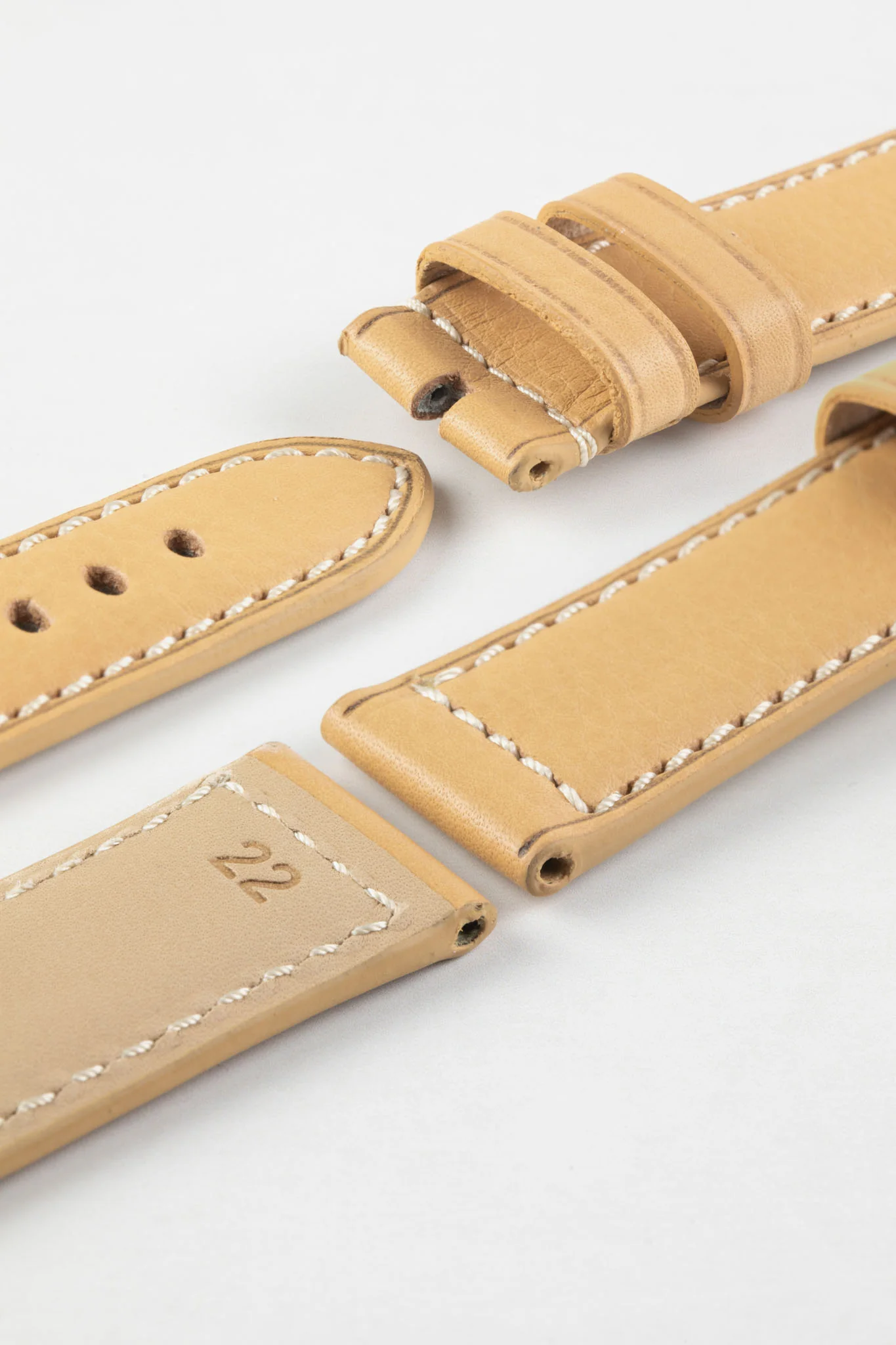 RIOS1931 FIRENZE Genuine Russia Leather Watch Strap in SAND - Image 7