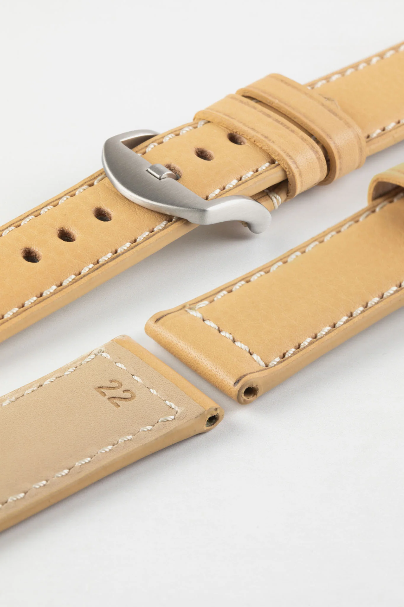 RIOS1931 FIRENZE Genuine Russia Leather Watch Strap in SAND - Image 8