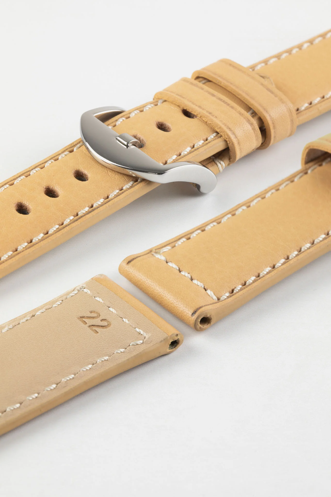 RIOS1931 FIRENZE Genuine Russia Leather Watch Strap in SAND - Image 9