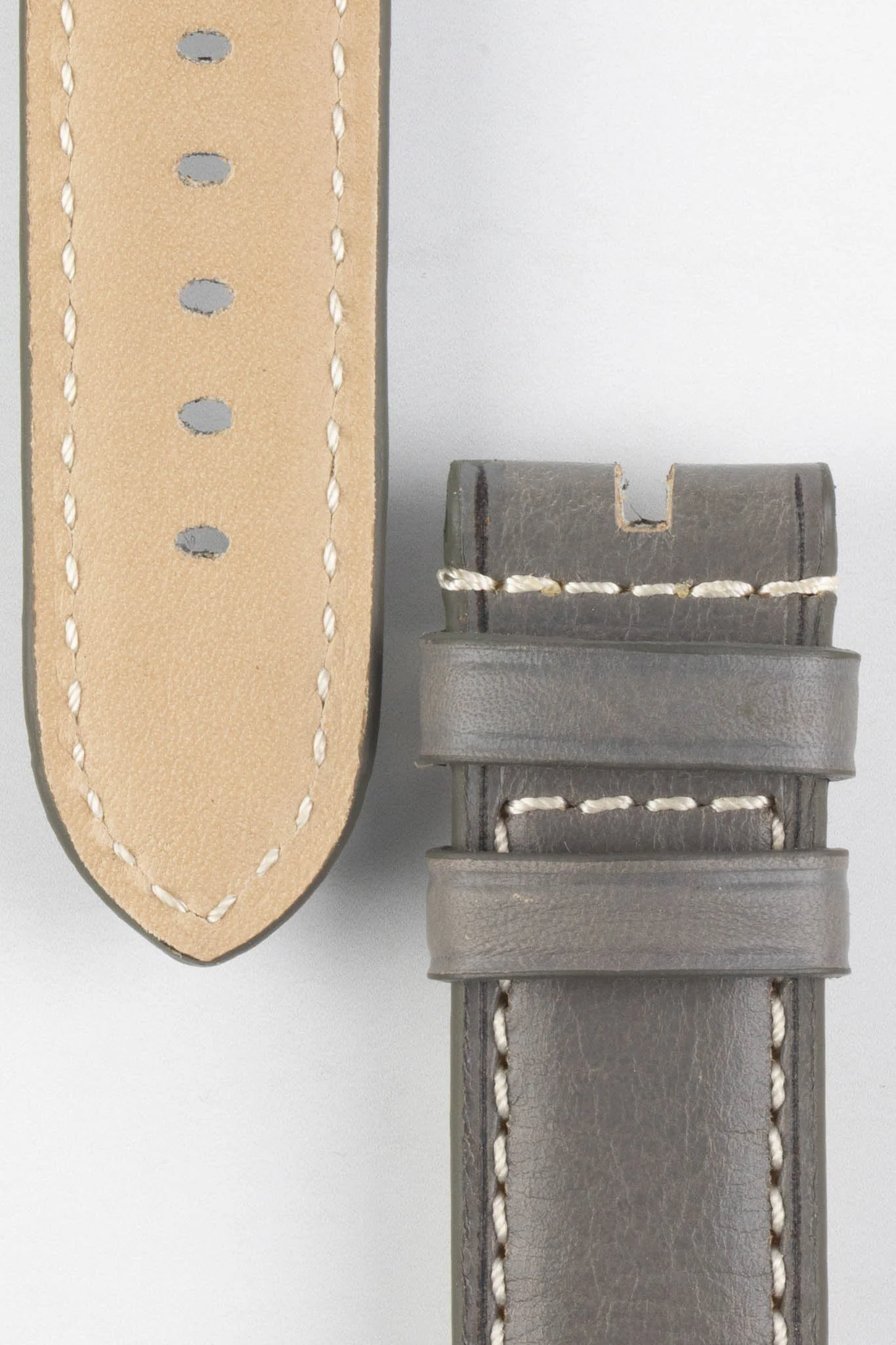RIOS1931 FIRENZE Genuine Russia Leather Watch Strap in STONE GREY - Image 4