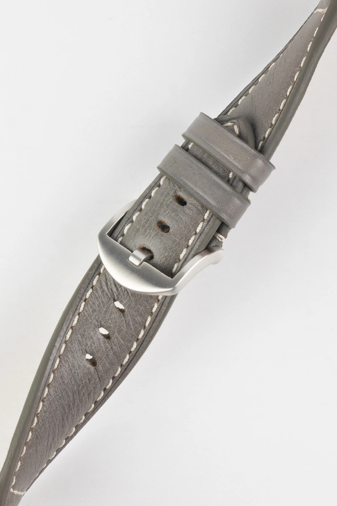 RIOS1931 FIRENZE Genuine Russia Leather Watch Strap in STONE GREY - Image 6