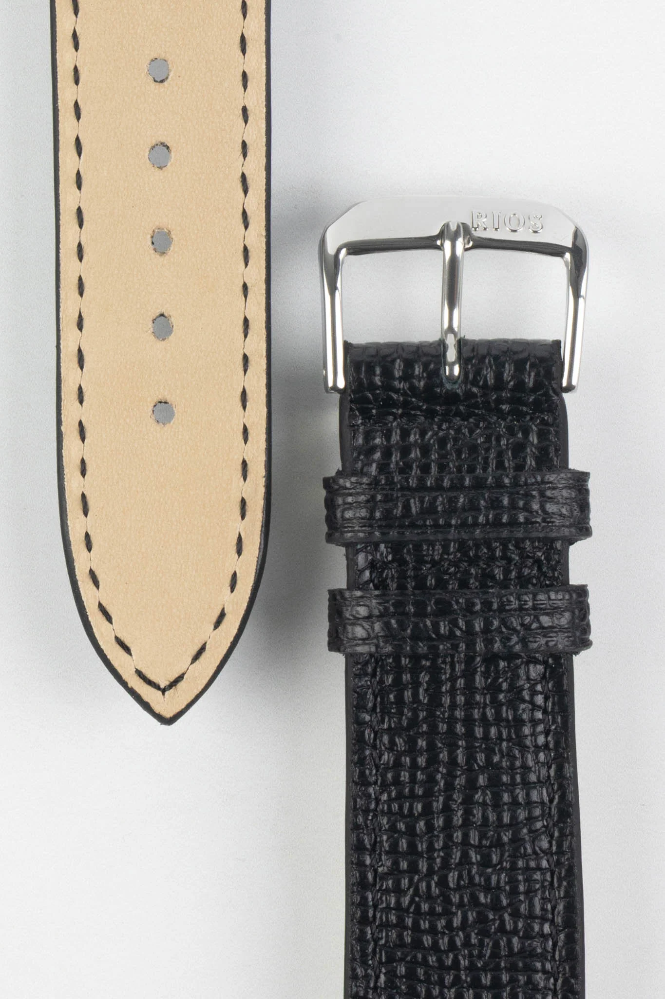 RIOS1931 FRENCH Leather Watch Strap in BLACK - Image 3