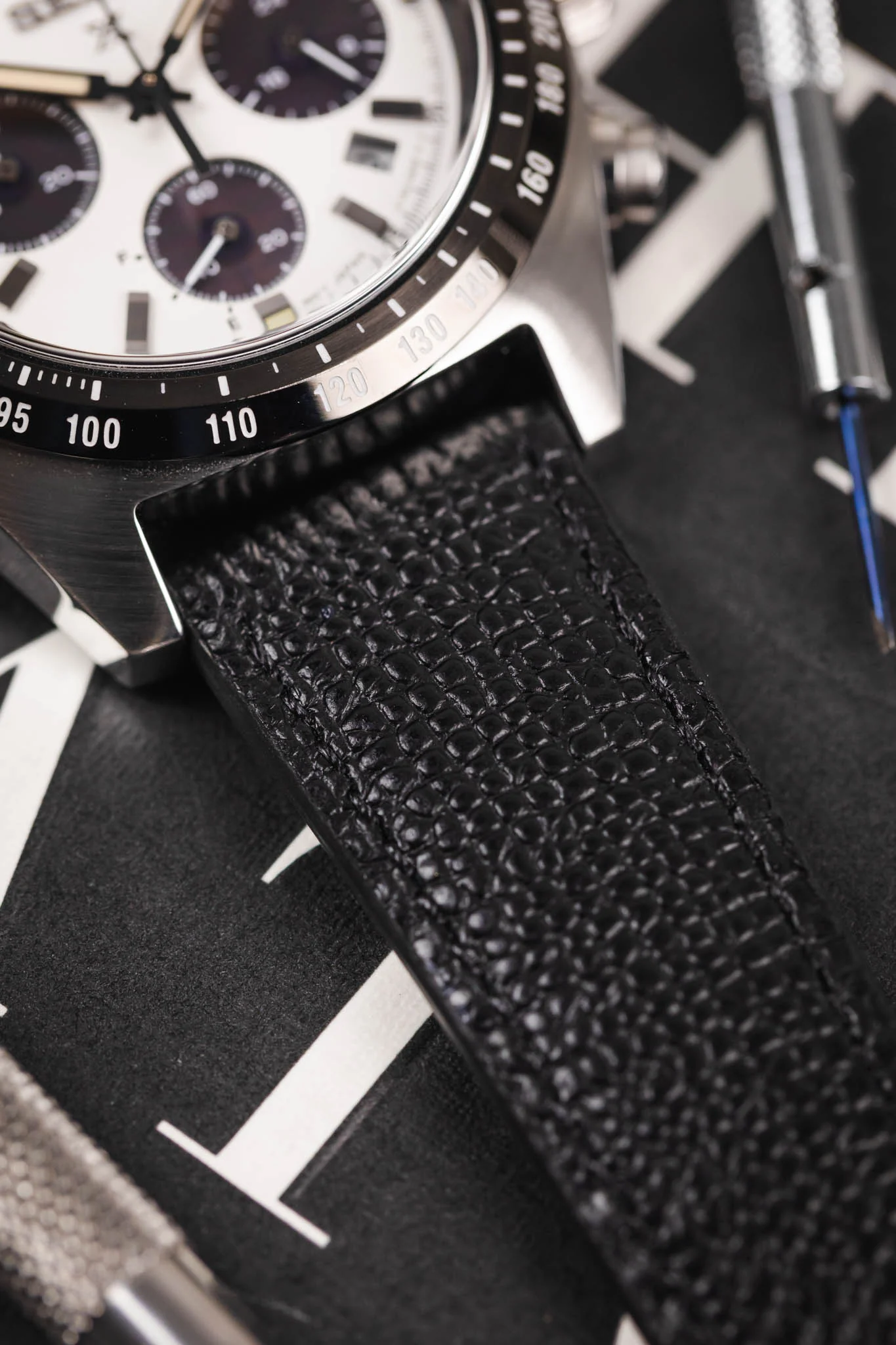 RIOS1931 FRENCH Leather Watch Strap in BLACK - Image 6