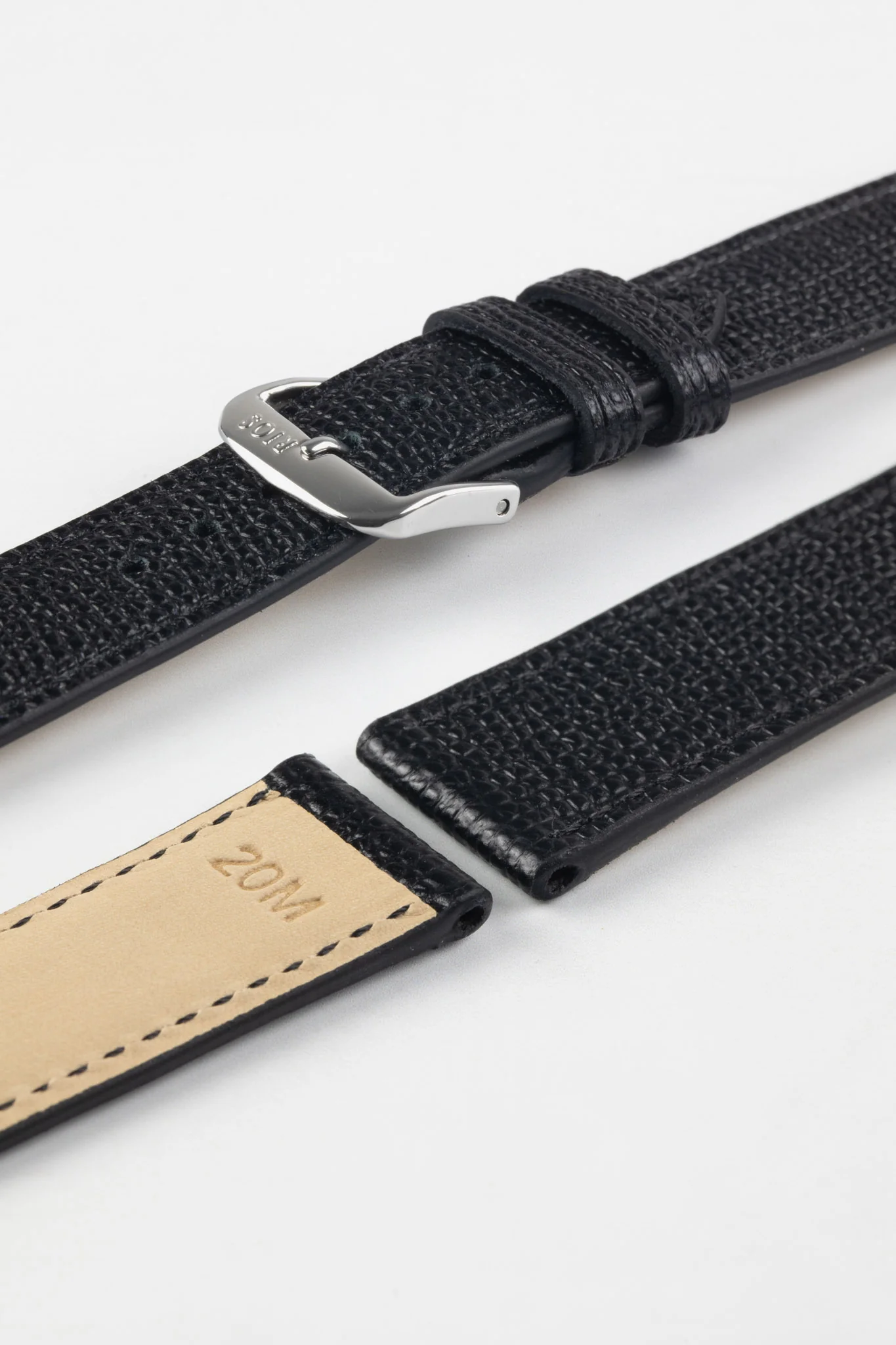 RIOS1931 FRENCH Leather Watch Strap in BLACK - Image 7