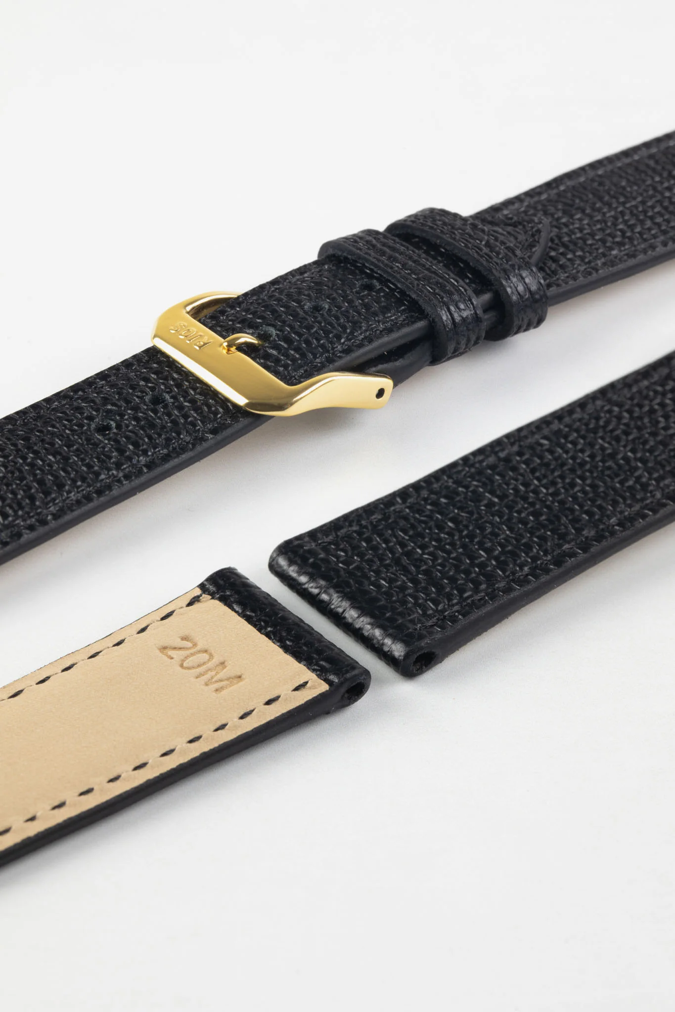RIOS1931 FRENCH Leather Watch Strap in BLACK - Image 8