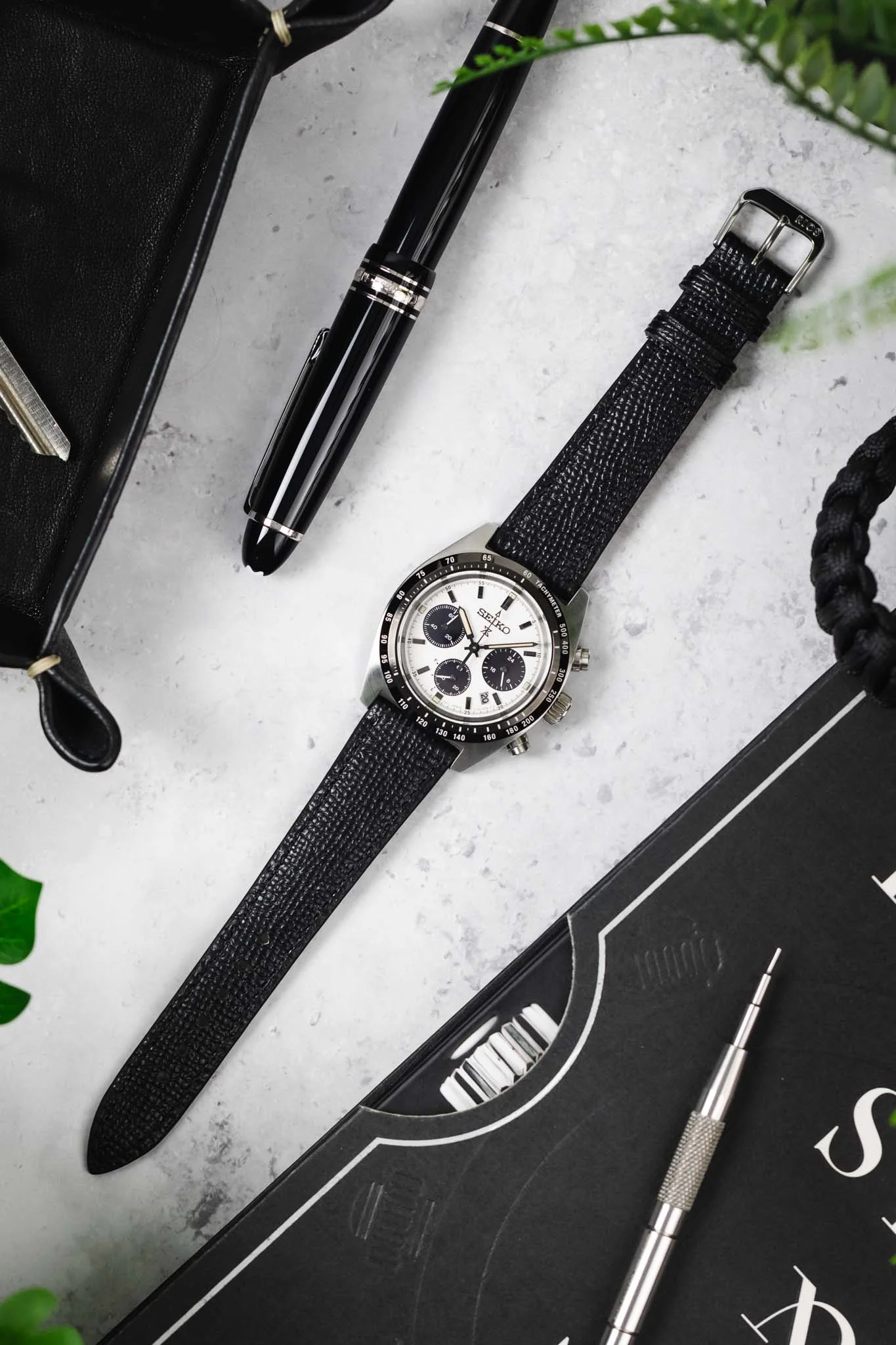 RIOS1931 FRENCH Leather Watch Strap in BLACK - Image 9