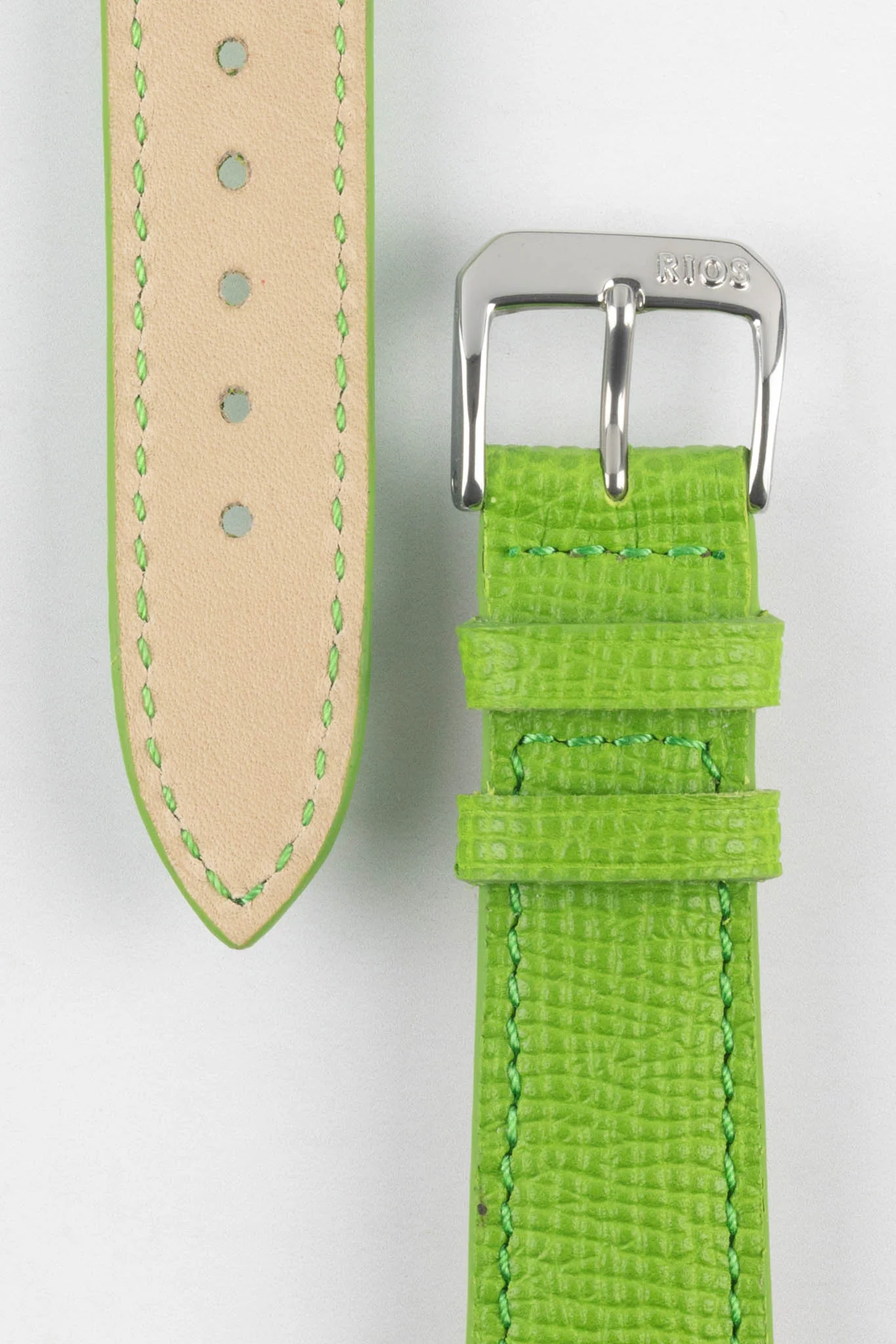 RIOS1931 FRENCH Leather Watch Strap in APPLE GREEN - Image 3