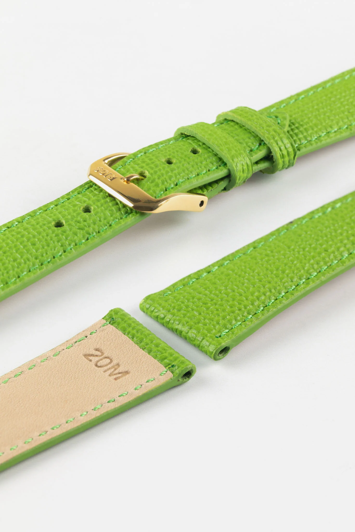 RIOS1931 FRENCH Leather Watch Strap in APPLE GREEN - Image 7