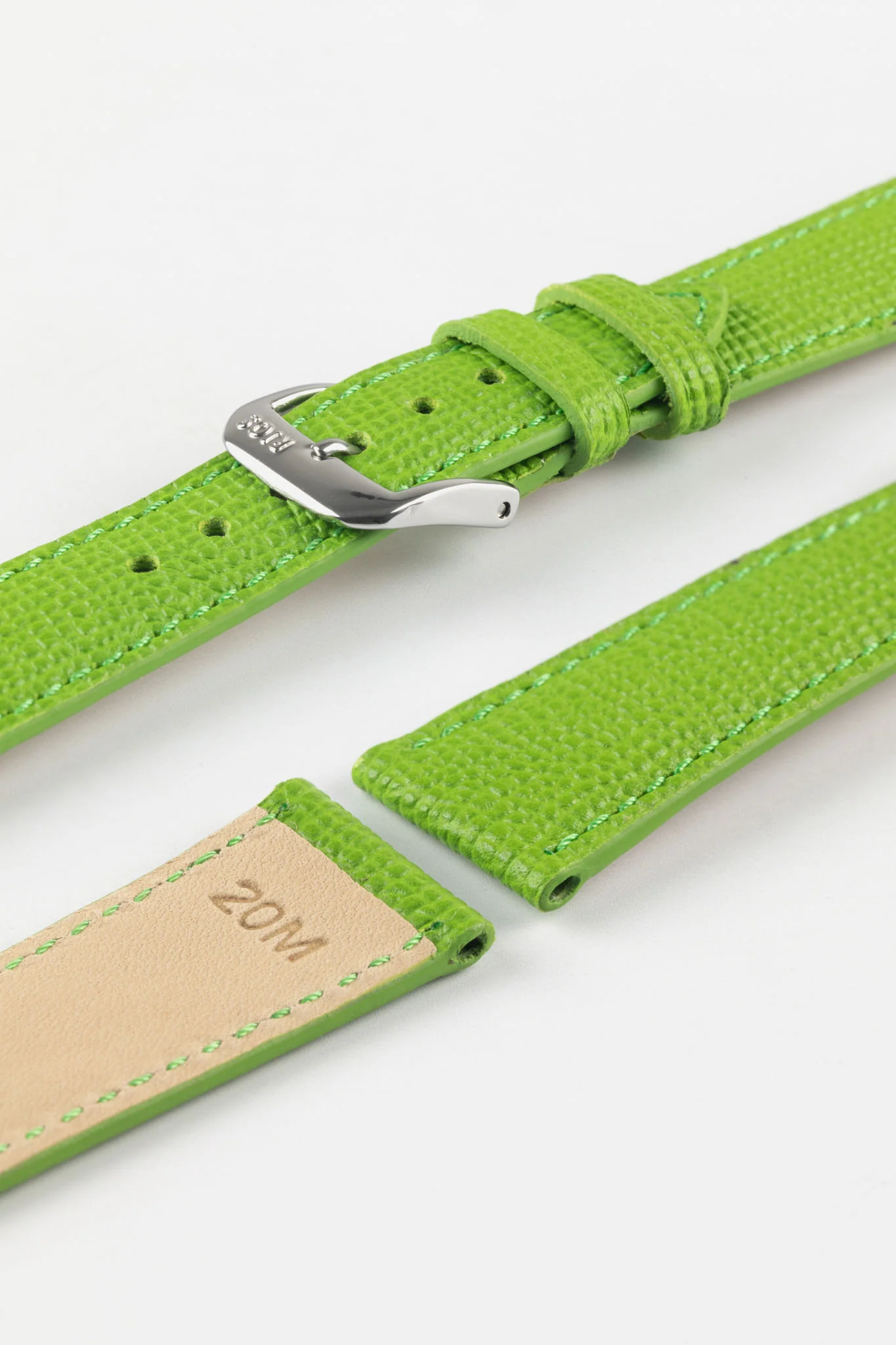 RIOS1931 FRENCH Leather Watch Strap in APPLE GREEN - Image 8