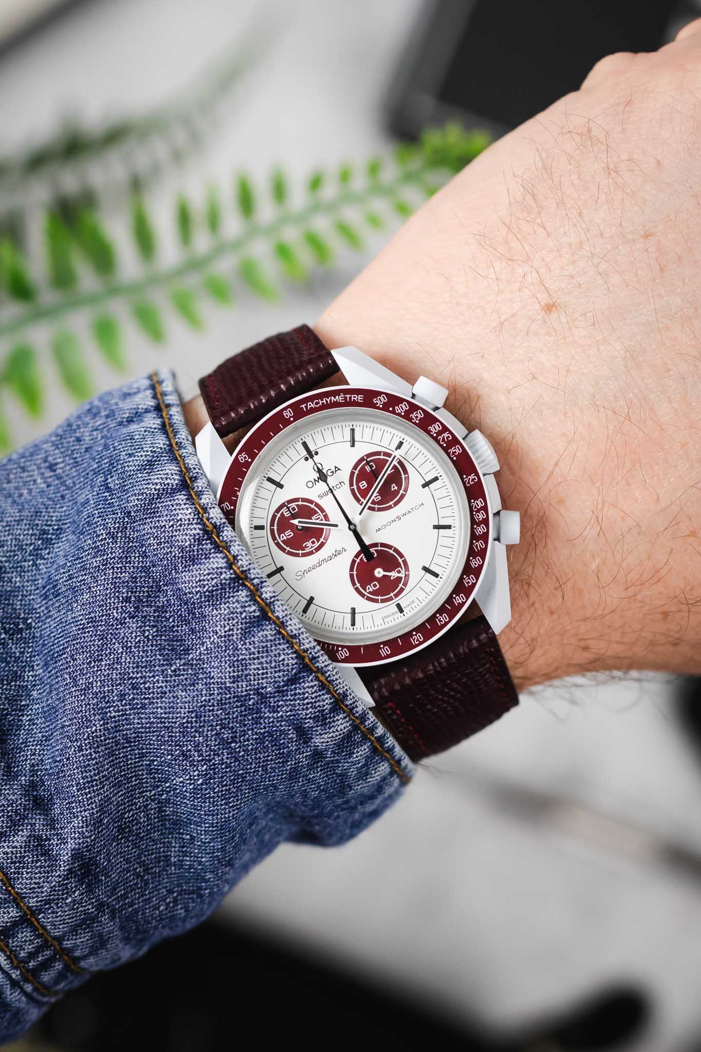 RIOS1931 FRENCH Leather Watch Strap in BURGUNDY - Image 2
