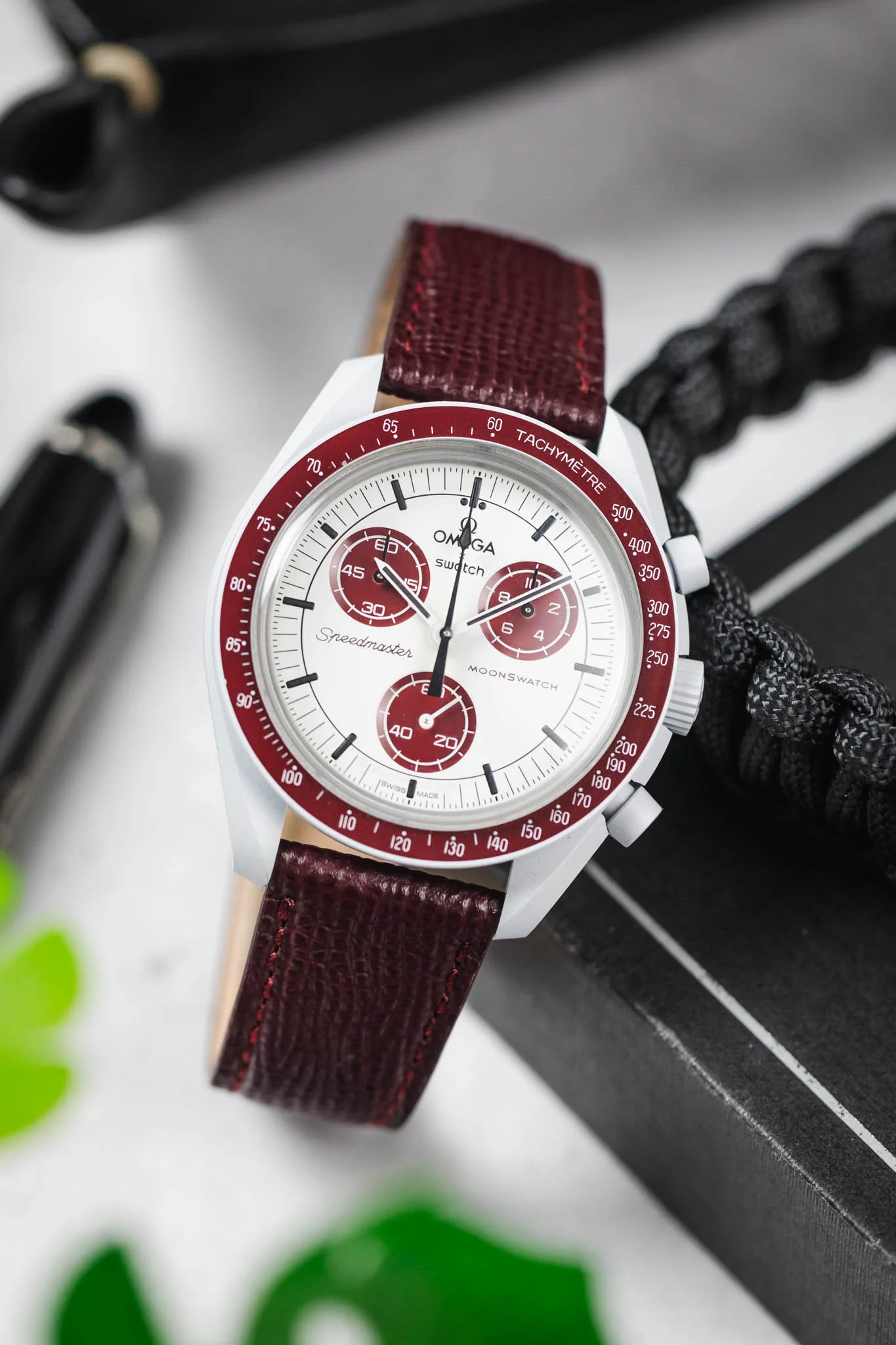 RIOS1931 FRENCH Leather Watch Strap in BURGUNDY - Image 4