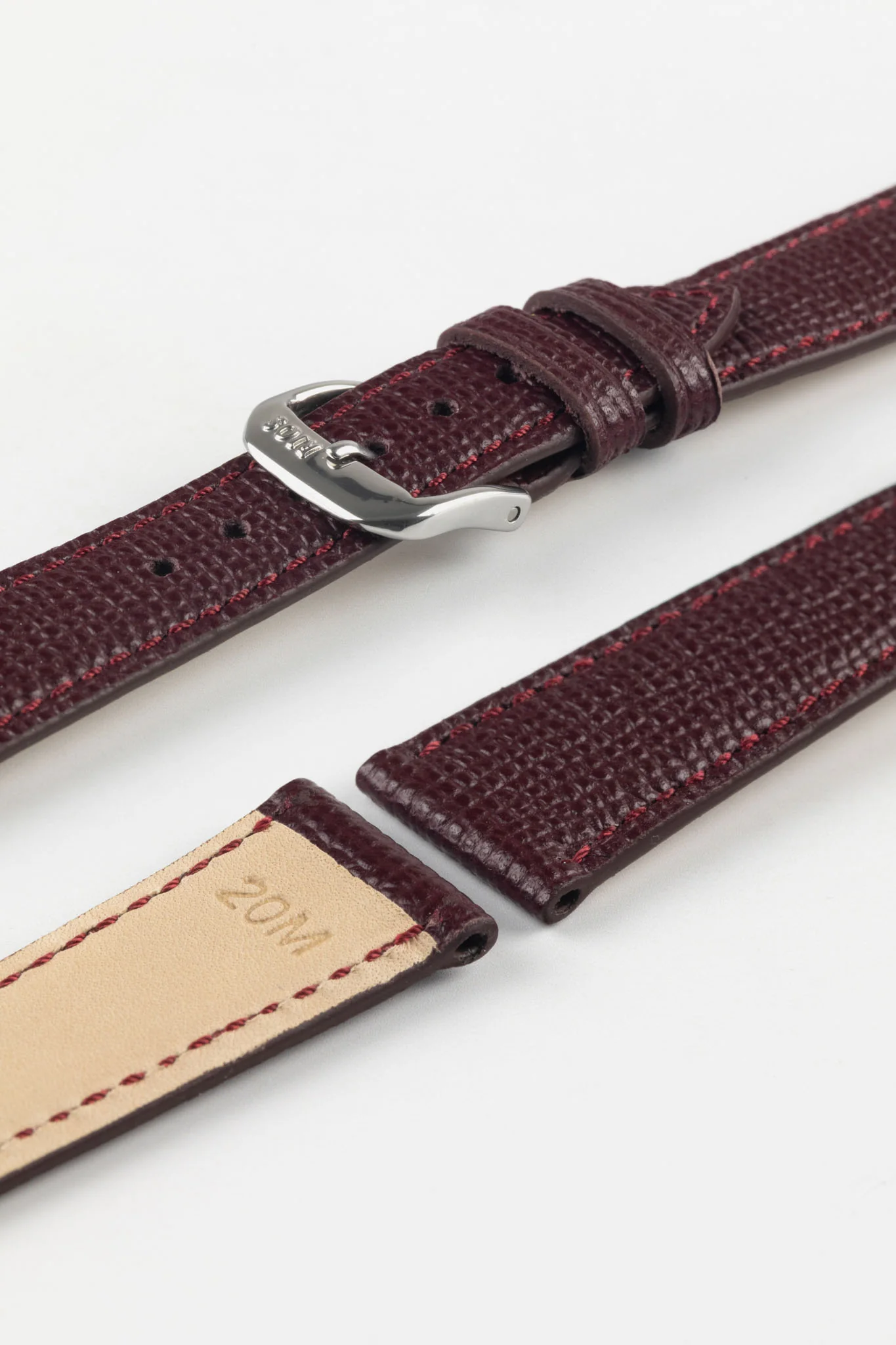 RIOS1931 FRENCH Leather Watch Strap in BURGUNDY - Image 8
