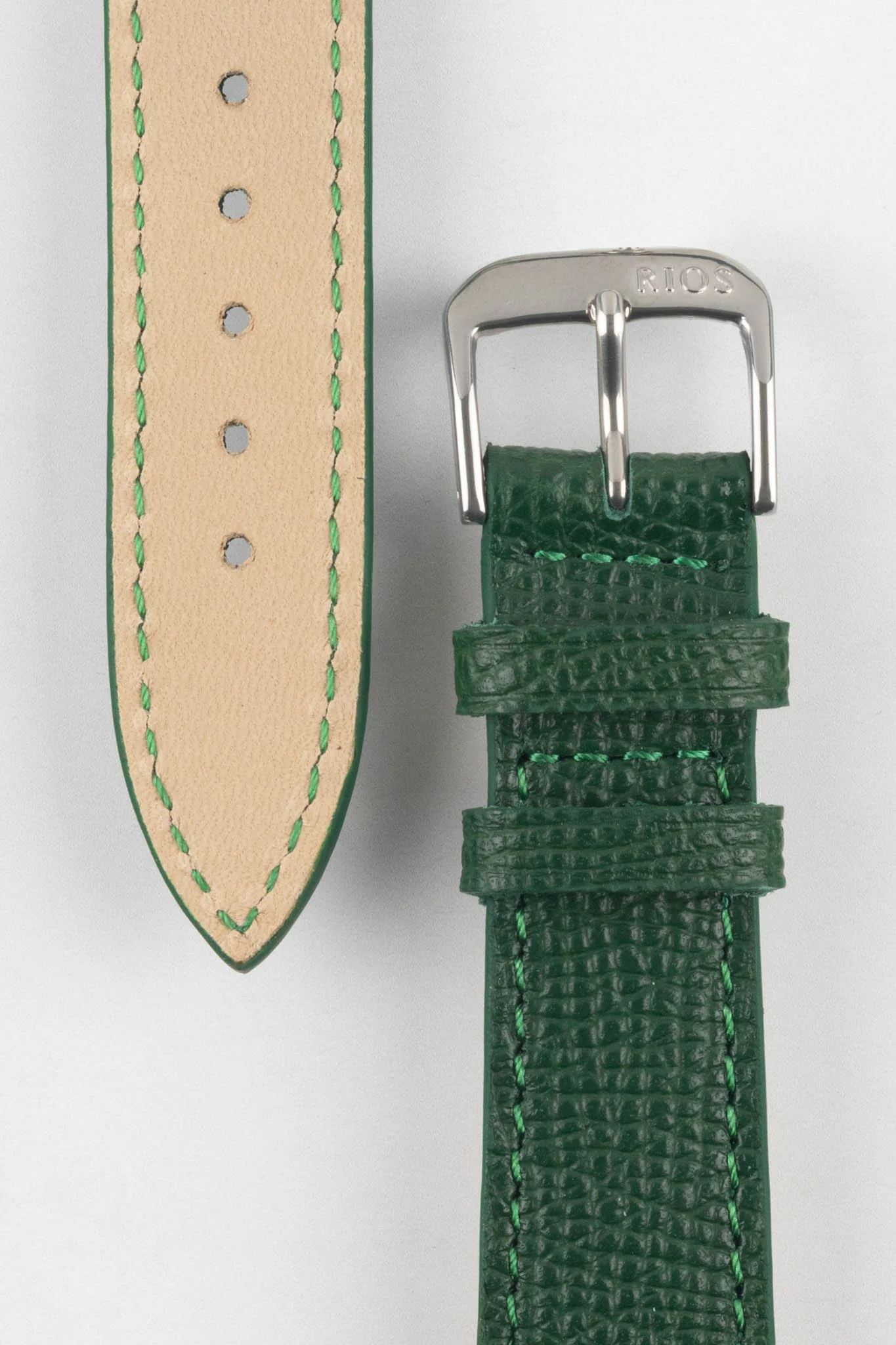RIOS1931 FRENCH Leather Watch Strap in FOREST GREEN - Image 3